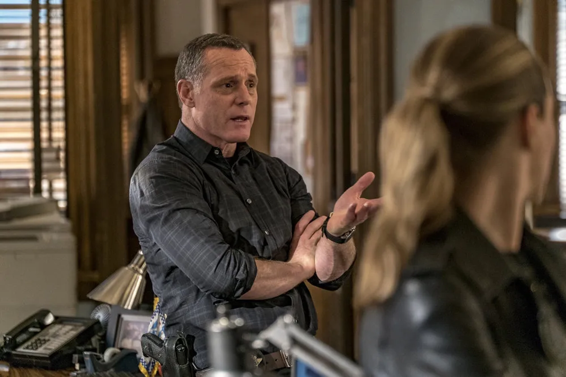 Jason Beghe and Tracy Spiridakos in Chicago P.D. (2014)