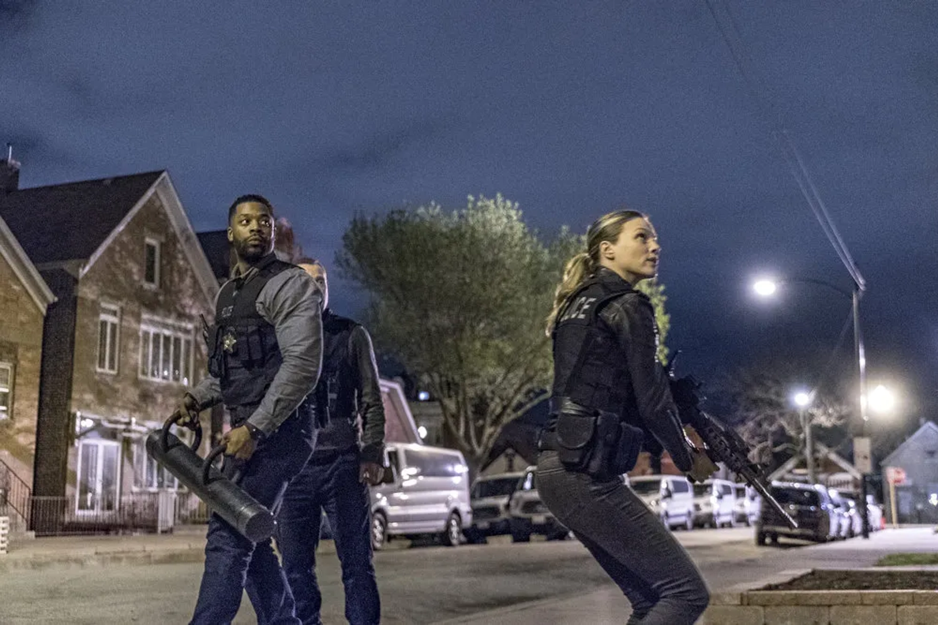 Patrick John Flueger, Tracy Spiridakos, and LaRoyce Hawkins in Chicago P.D. (2014)