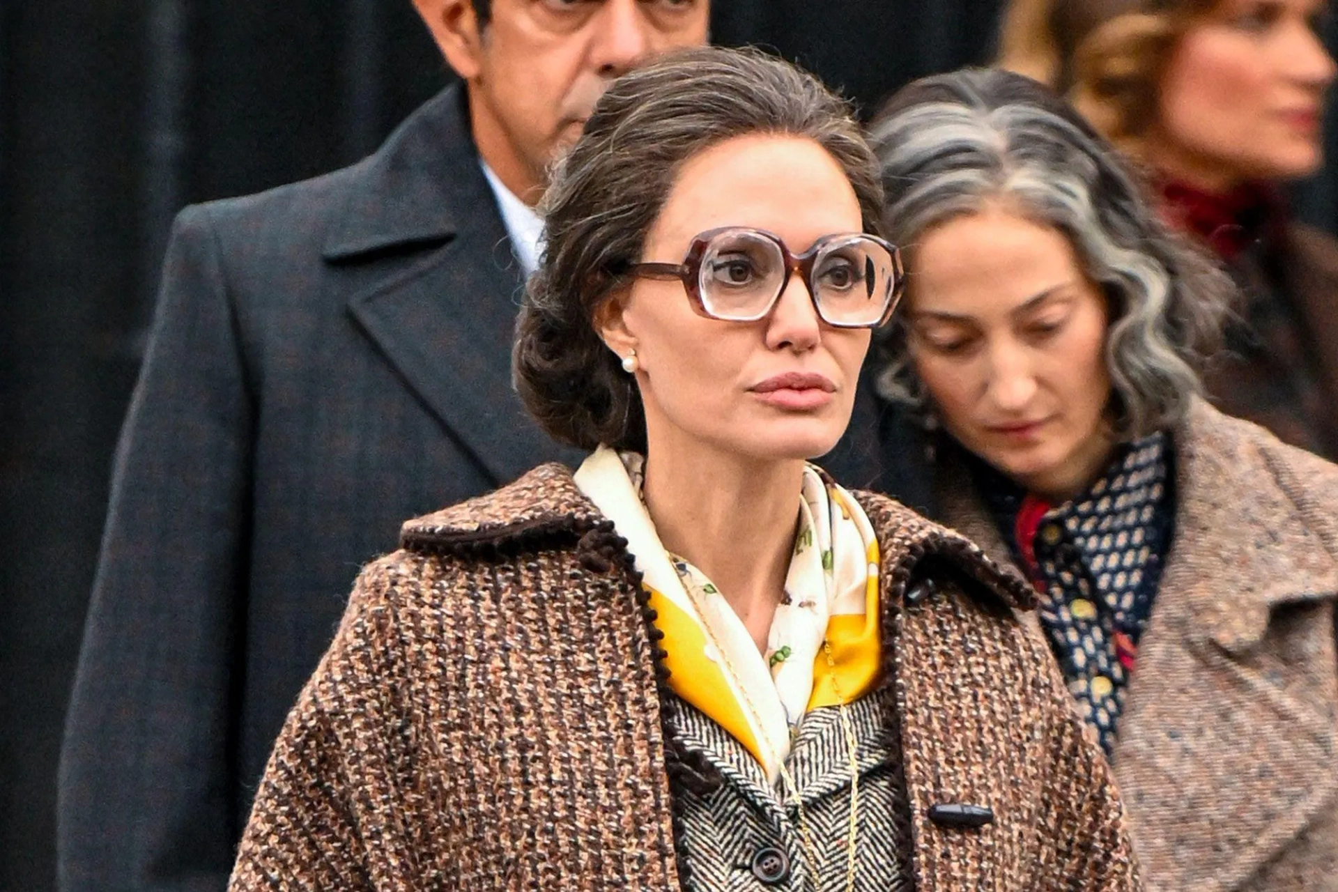 Angelina Jolie, Pierfrancesco Favino, and Alba Rohrwacher in Maria (2024)