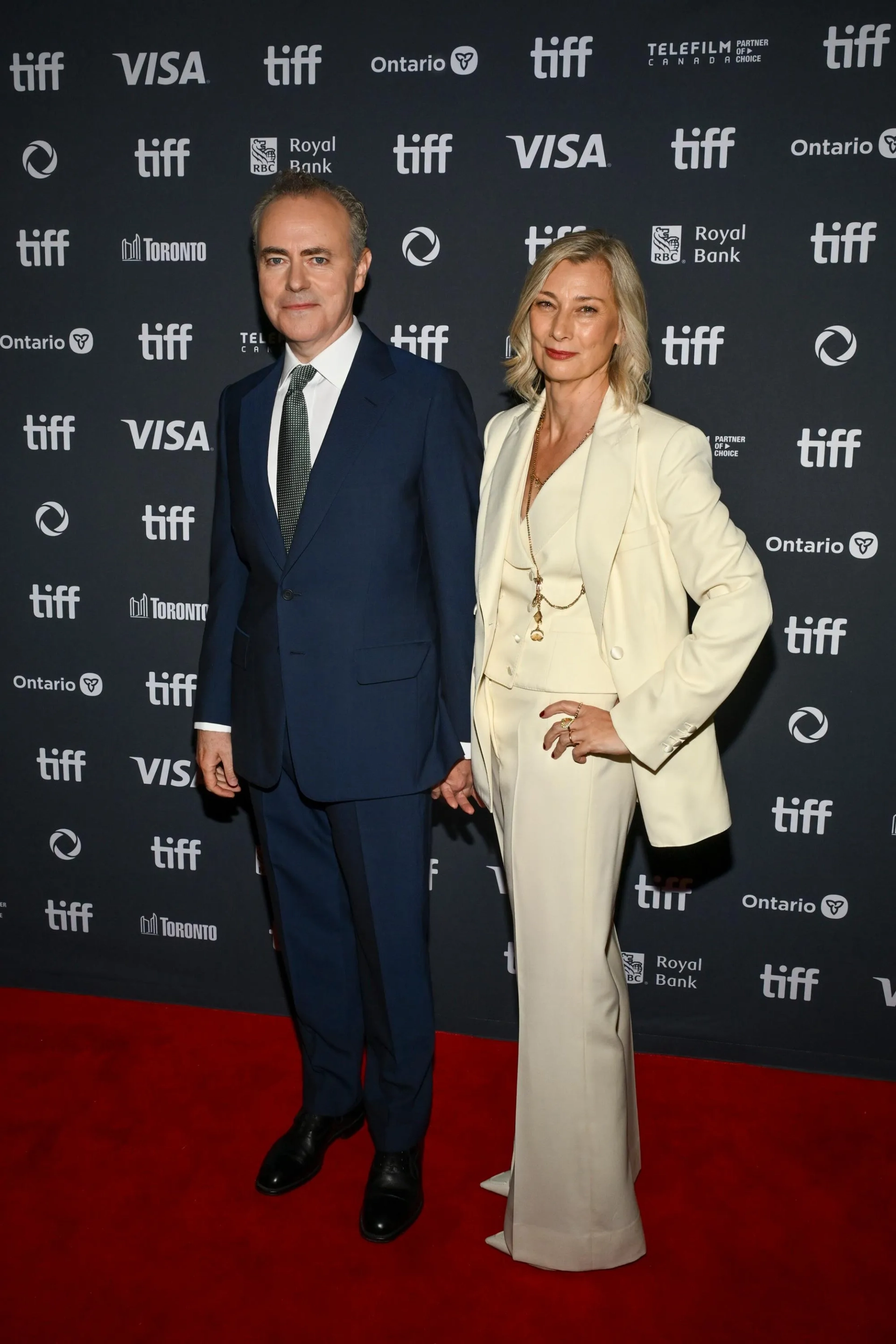 Fiona Weir and John Crowley at an event for We Live in Time (2024)