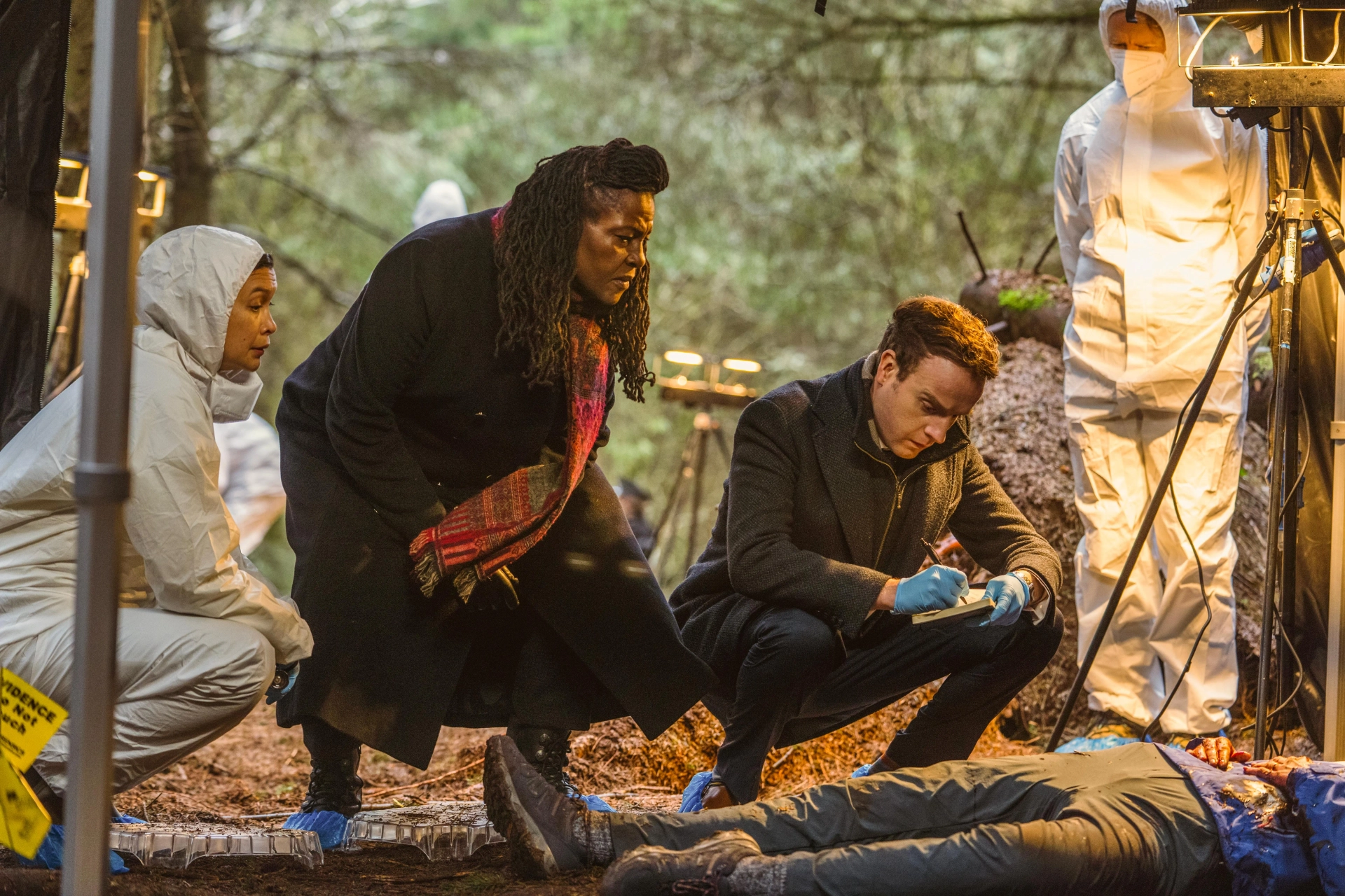 Sharon D. Clarke, Andrew Gower, and Kirsten Foster in Ellis (2024)
