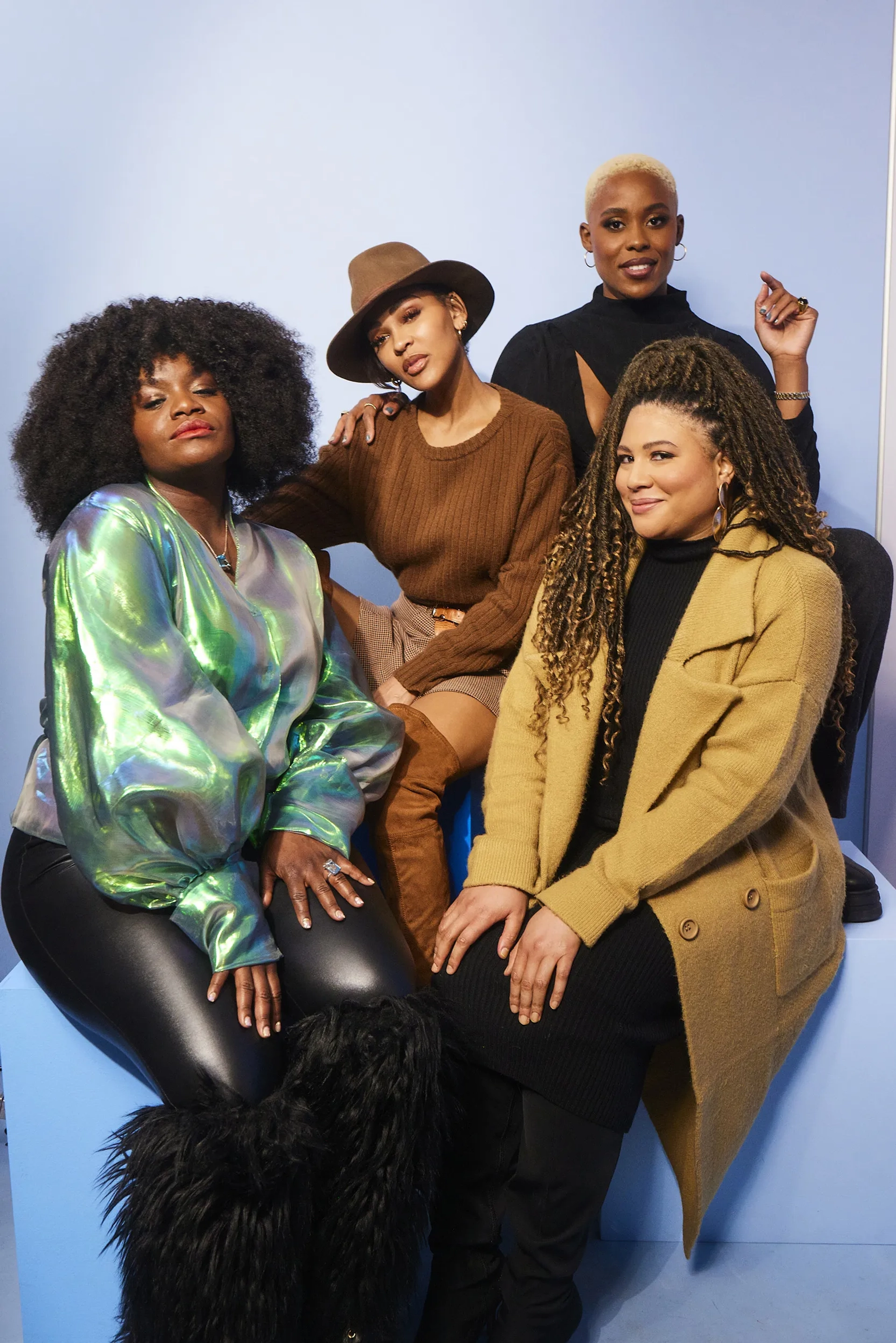 Meagan Good, Jerrie Johnson, Tracy Oliver, and Shoniqua Shandai at an event for Harlem (2021)