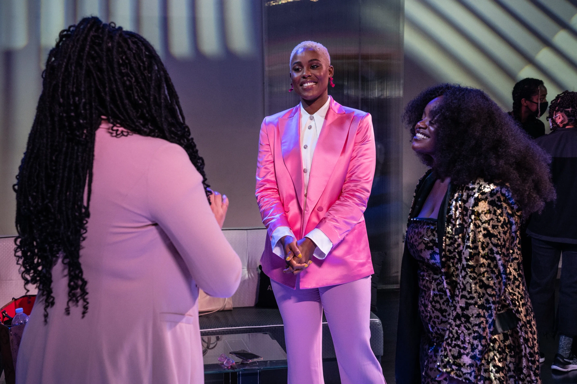 Jerrie Johnson, Tracy Oliver, and Shoniqua Shandai at an event for Harlem (2021)