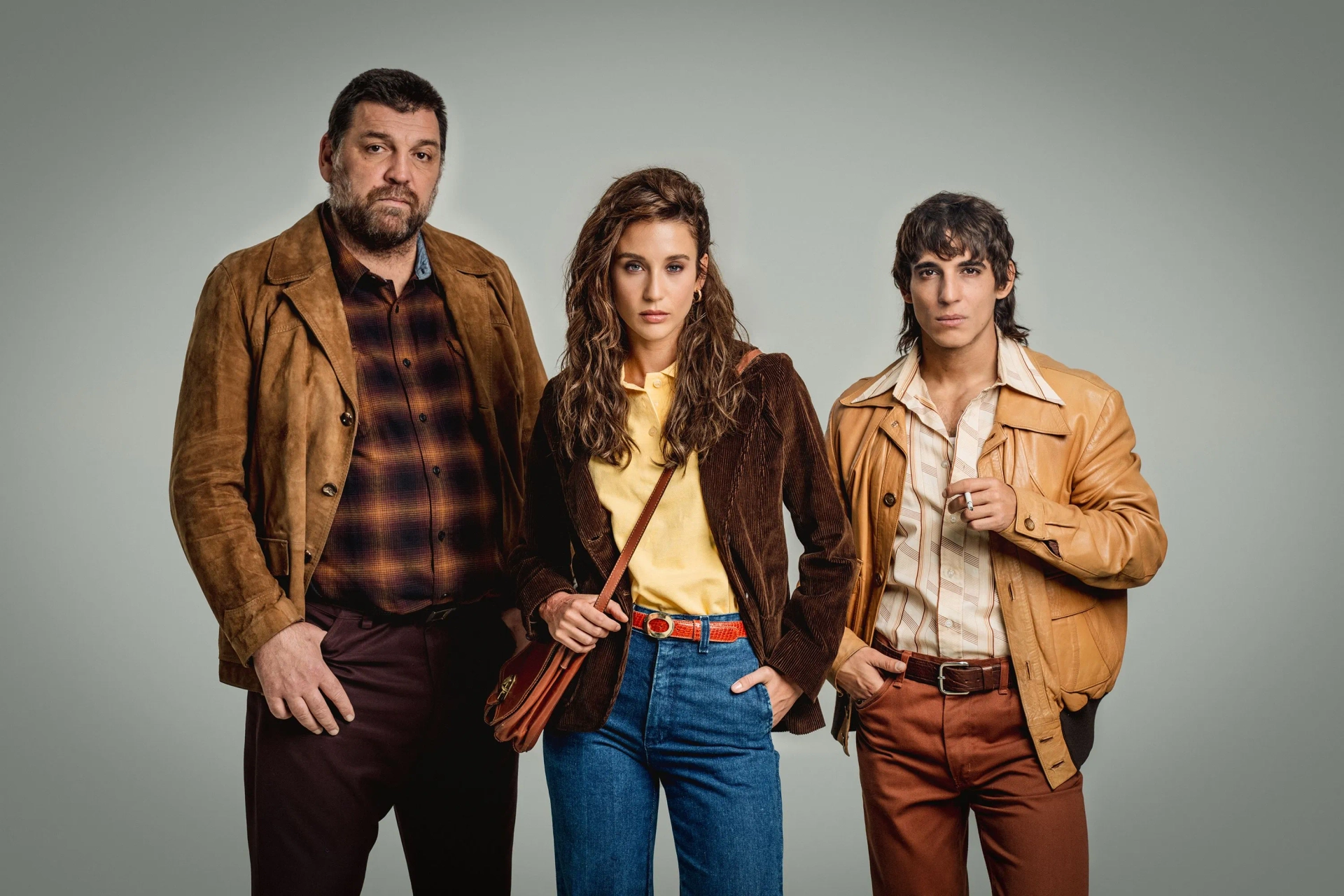 Hovik Keuchkerian, Miguel Herrán, and María Pedraza in Bank Under Siege (2024)