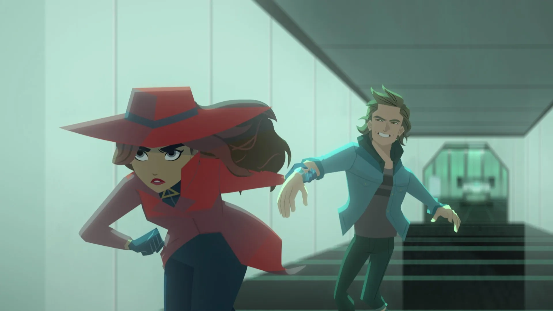 Gina Rodriguez and Michael Goldsmith in Carmen Sandiego (2019)