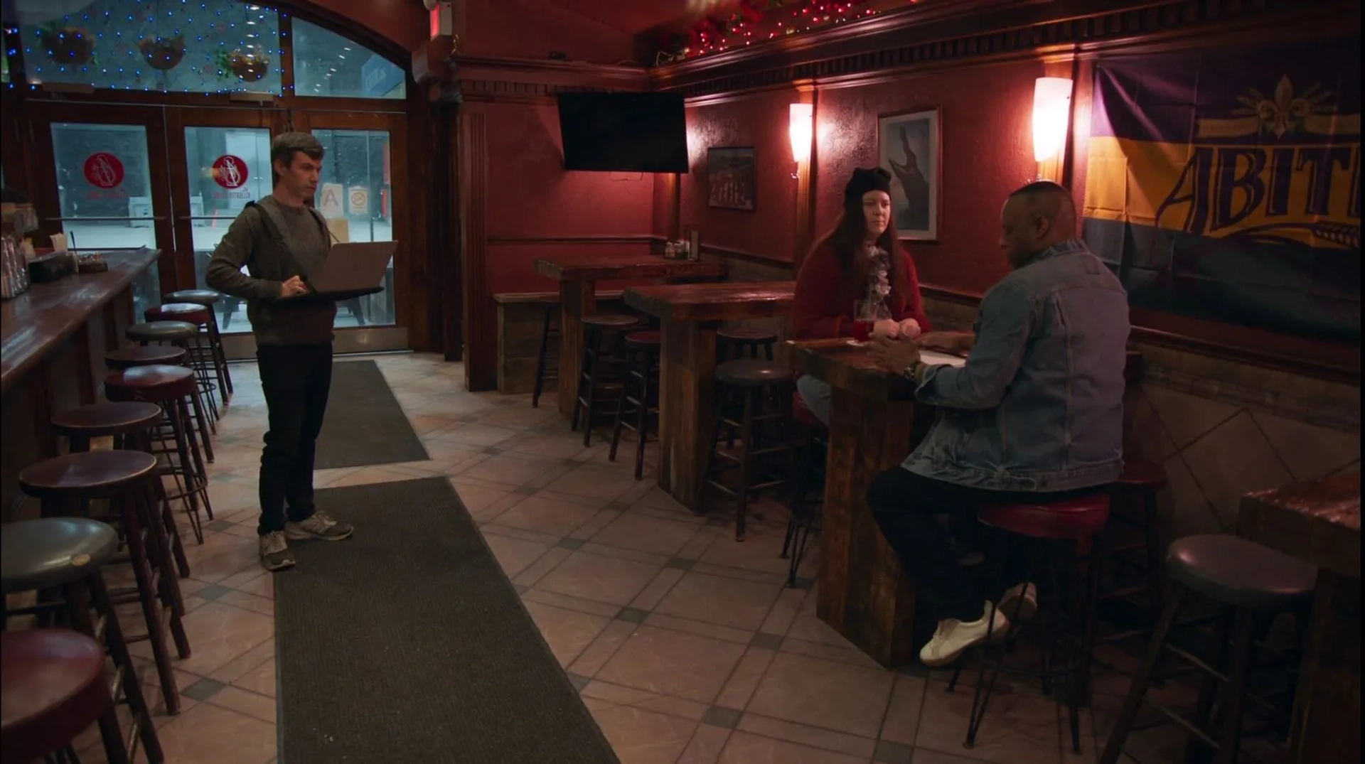 Still of Nathan Fielder, Gigi Burgdorf and Kor Skeete from 'The Rehearsal' on HBO
