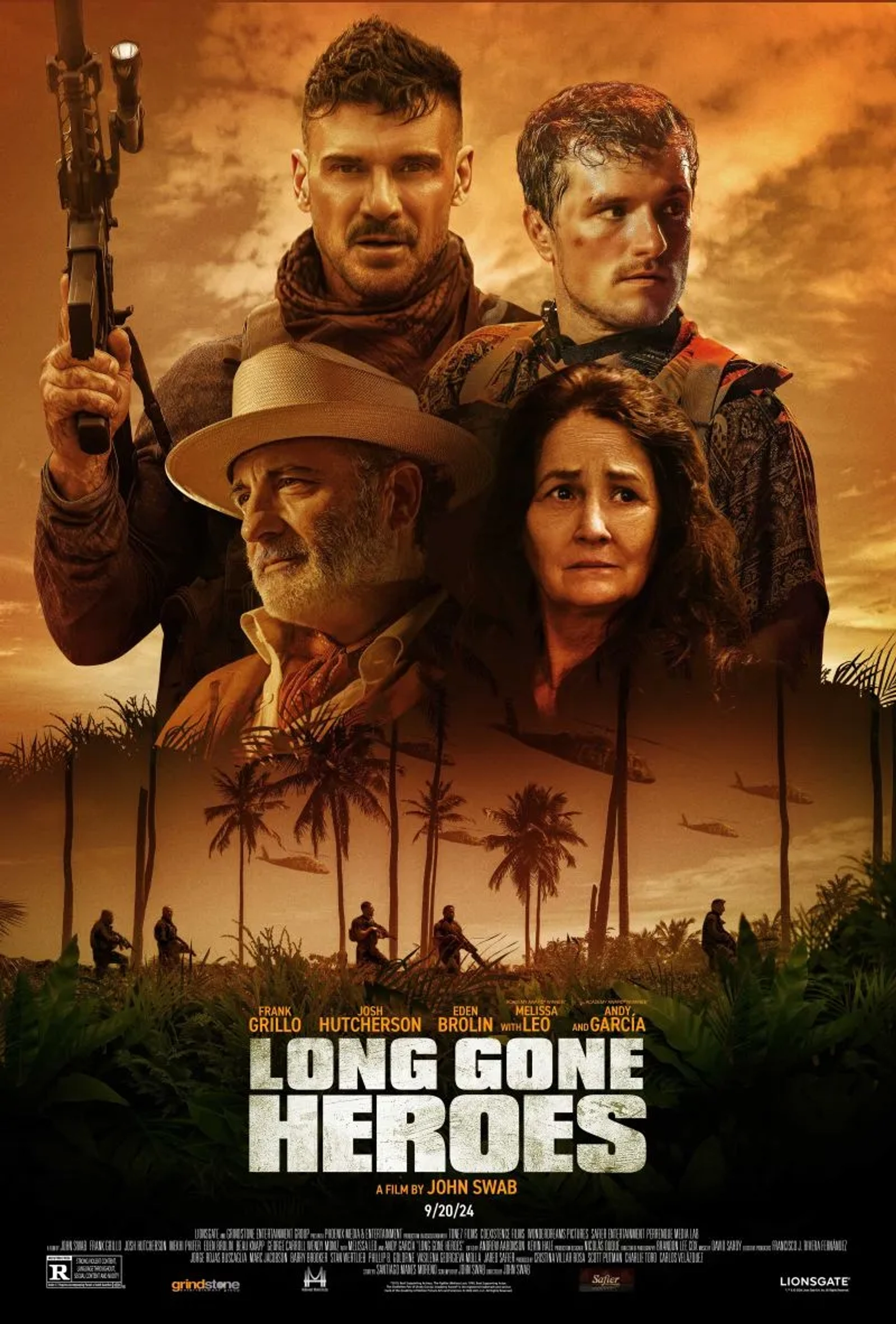 Andy Garcia, Mekhi Phifer, Frank Grillo, Melissa Leo, Wendy Moniz, Josh Hutcherson, Eden Brolin, and Beau Knapp in Long Gone Heroes (2024)