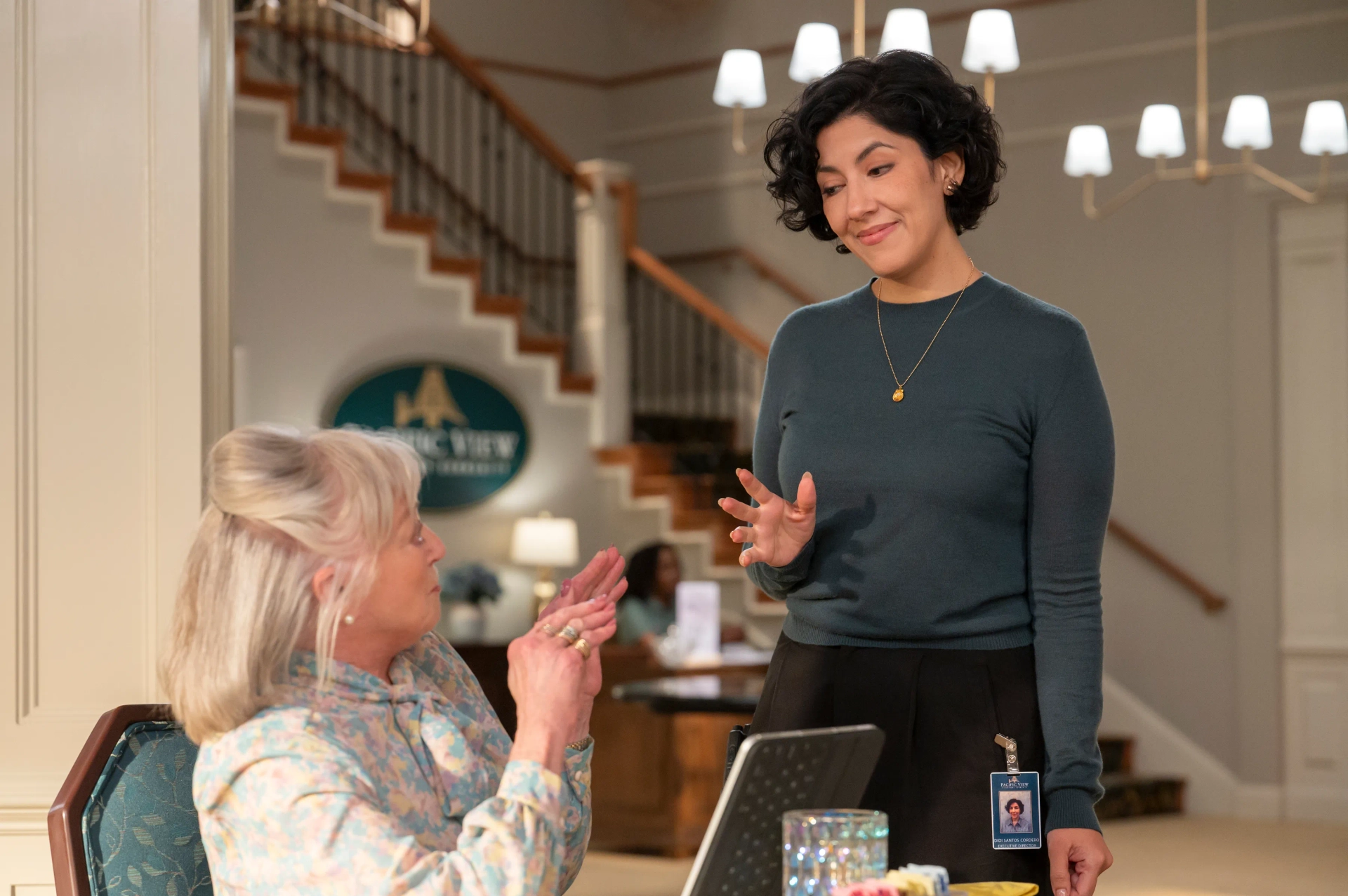 Veronica Cartwright and Stephanie Beatriz in A Man on the Inside (2024)