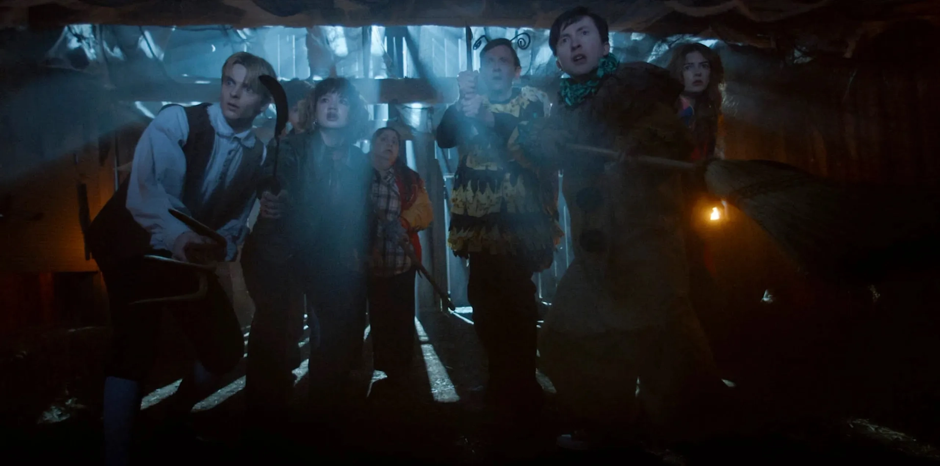 DJ Qualls, Wyatt Lindner, Carla Jimenez, Jonah Lees, Corey Fogelmanis, Peyton Elizabeth Lee, and Sasha Mason in Carved (2024)