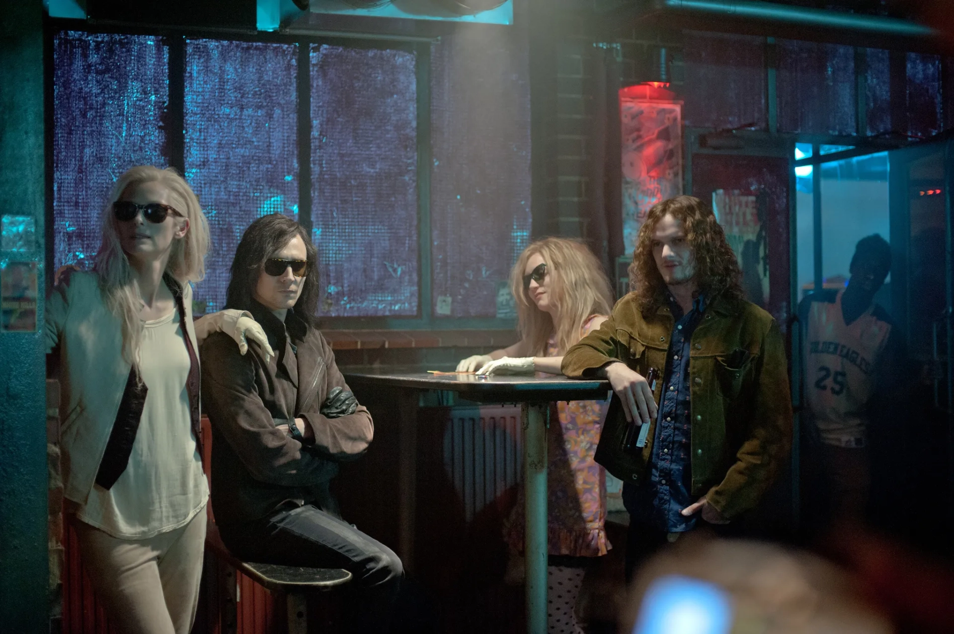 Tilda Swinton, Anton Yelchin, Tom Hiddleston, and Mia Wasikowska in Only Lovers Left Alive (2013)