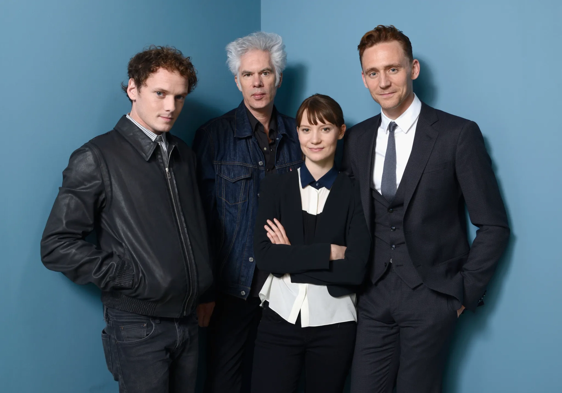 Jim Jarmusch, Anton Yelchin, Tom Hiddleston, and Mia Wasikowska at an event for Only Lovers Left Alive (2013)