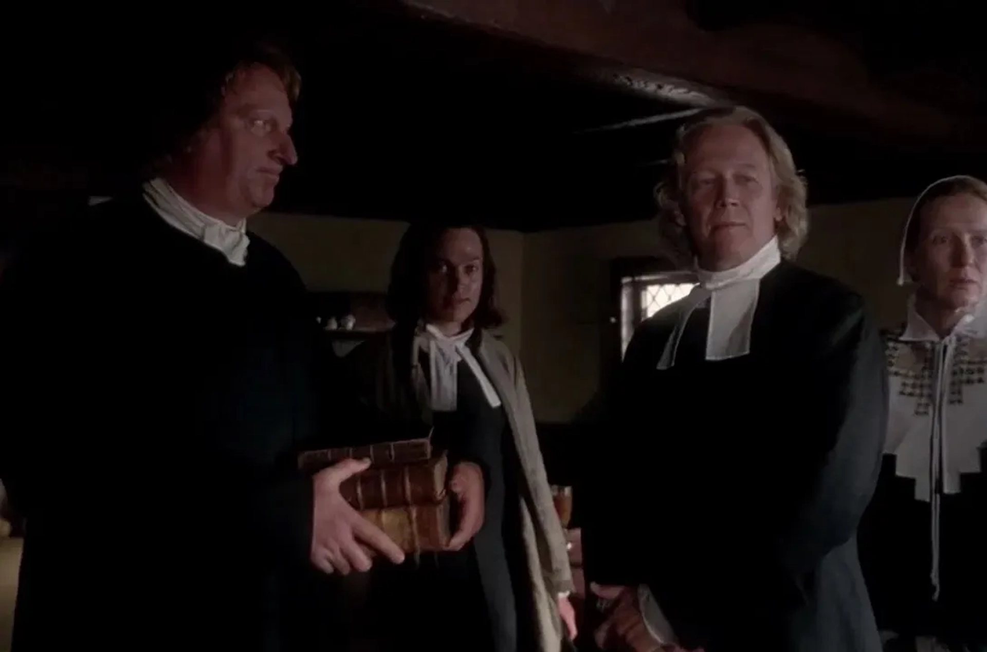 Jeffrey Jones, Bruce Davison, Rob Campbell, and Frances Conroy in The Crucible (1996)