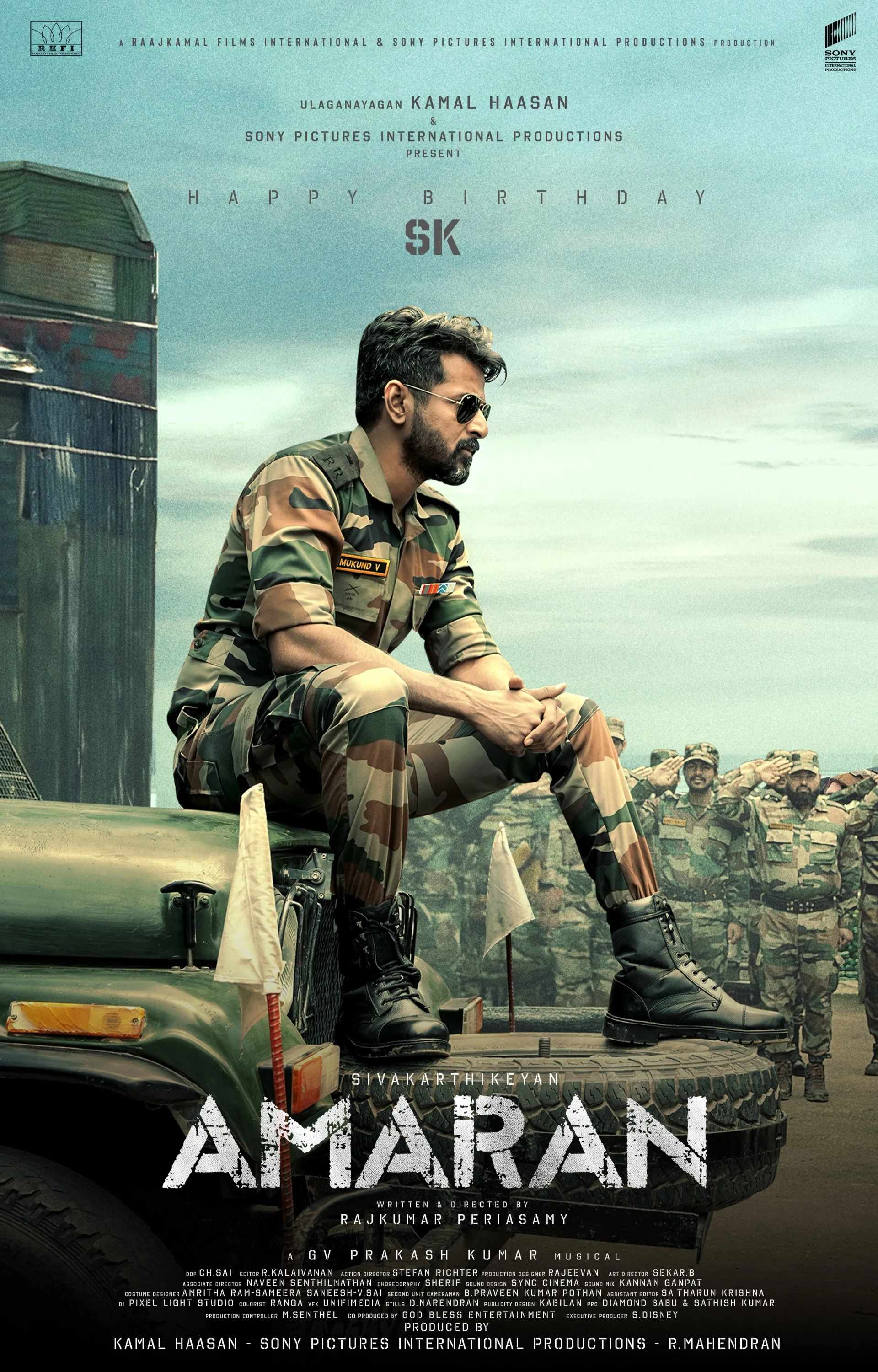 Kamal Haasan, G.V. Prakash Kumar, Sivakarthikeyan, R.Mahendran, and Rajkumar Periasamy in Amaran (2024)