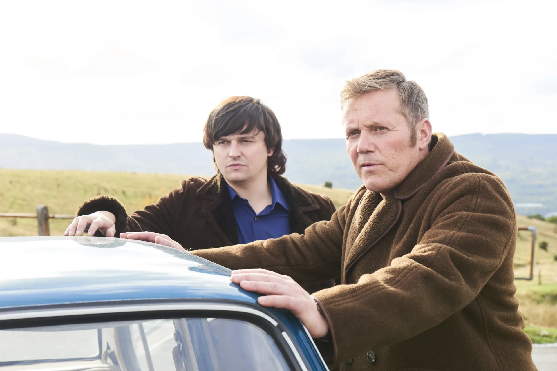 Rhys ap William and Joshua Jenkins in Steeltown Murders (2023)