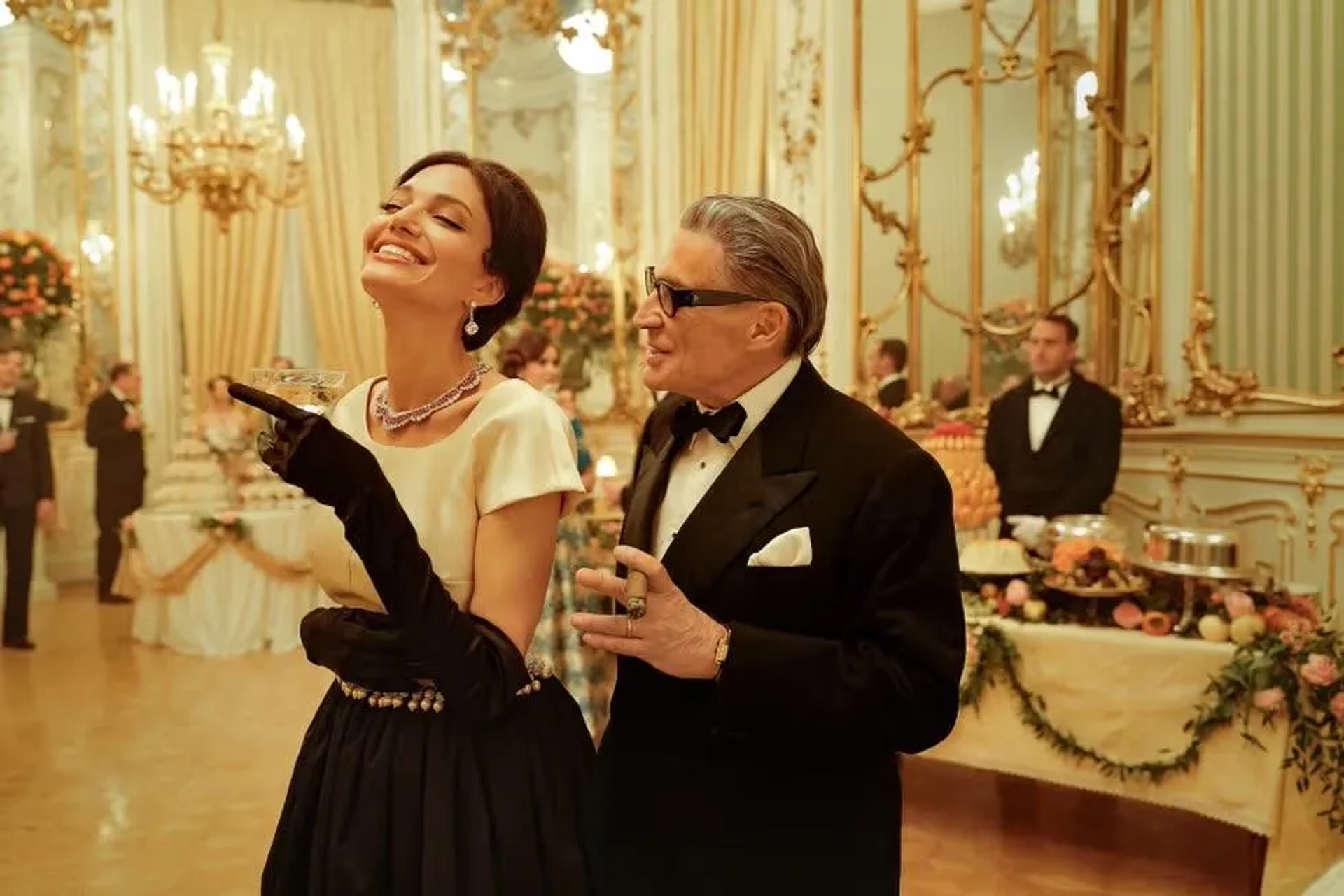 Angelina Jolie and Haluk Bilginer in Maria (2024)