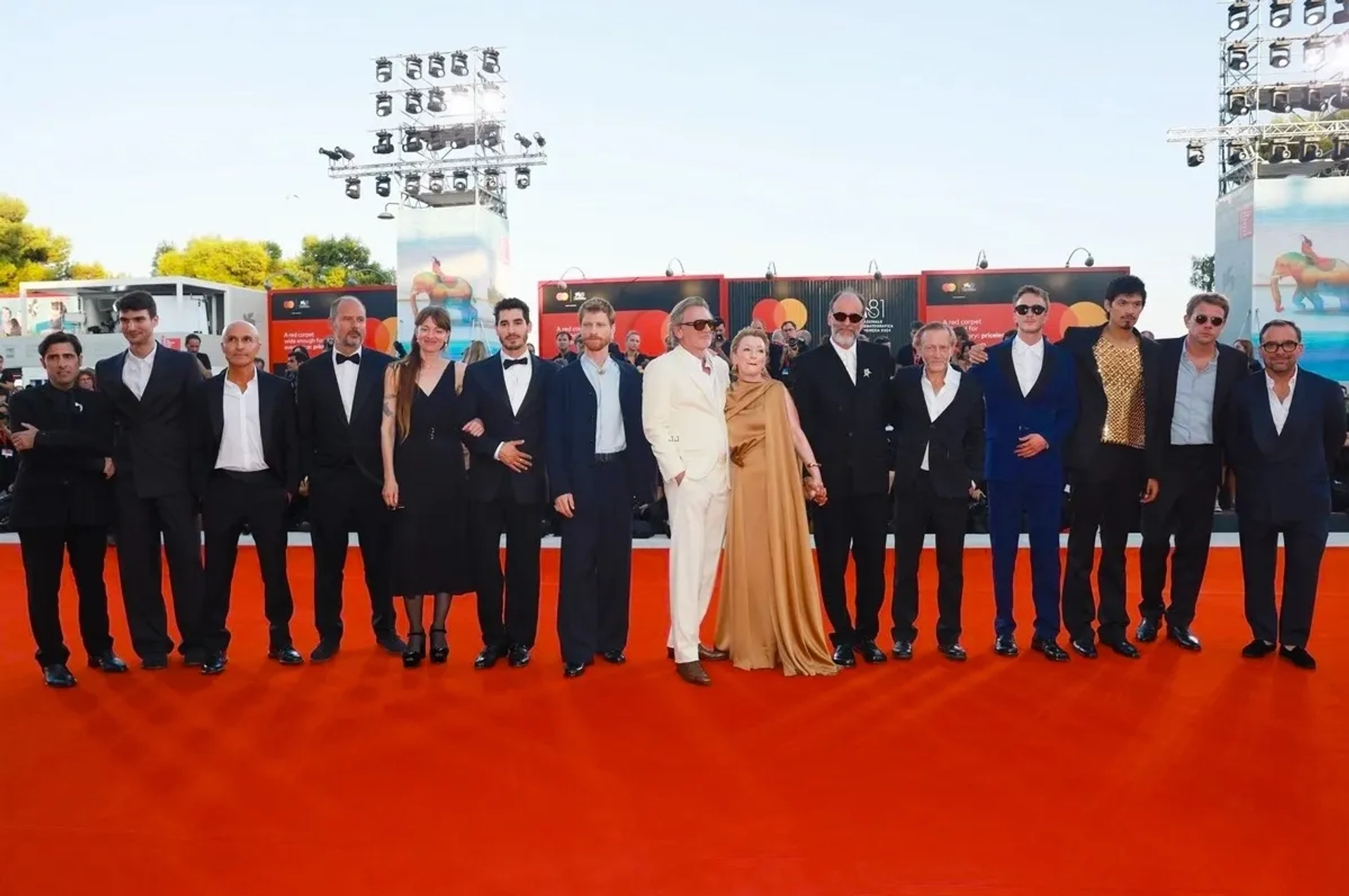 Daniel Craig, Lesley Manville, Jason Schwartzman, Henrique Zaga, Drew Starkey, Colin Bates and Omar Apolo at the Queer Premiere in Venice 2024.
