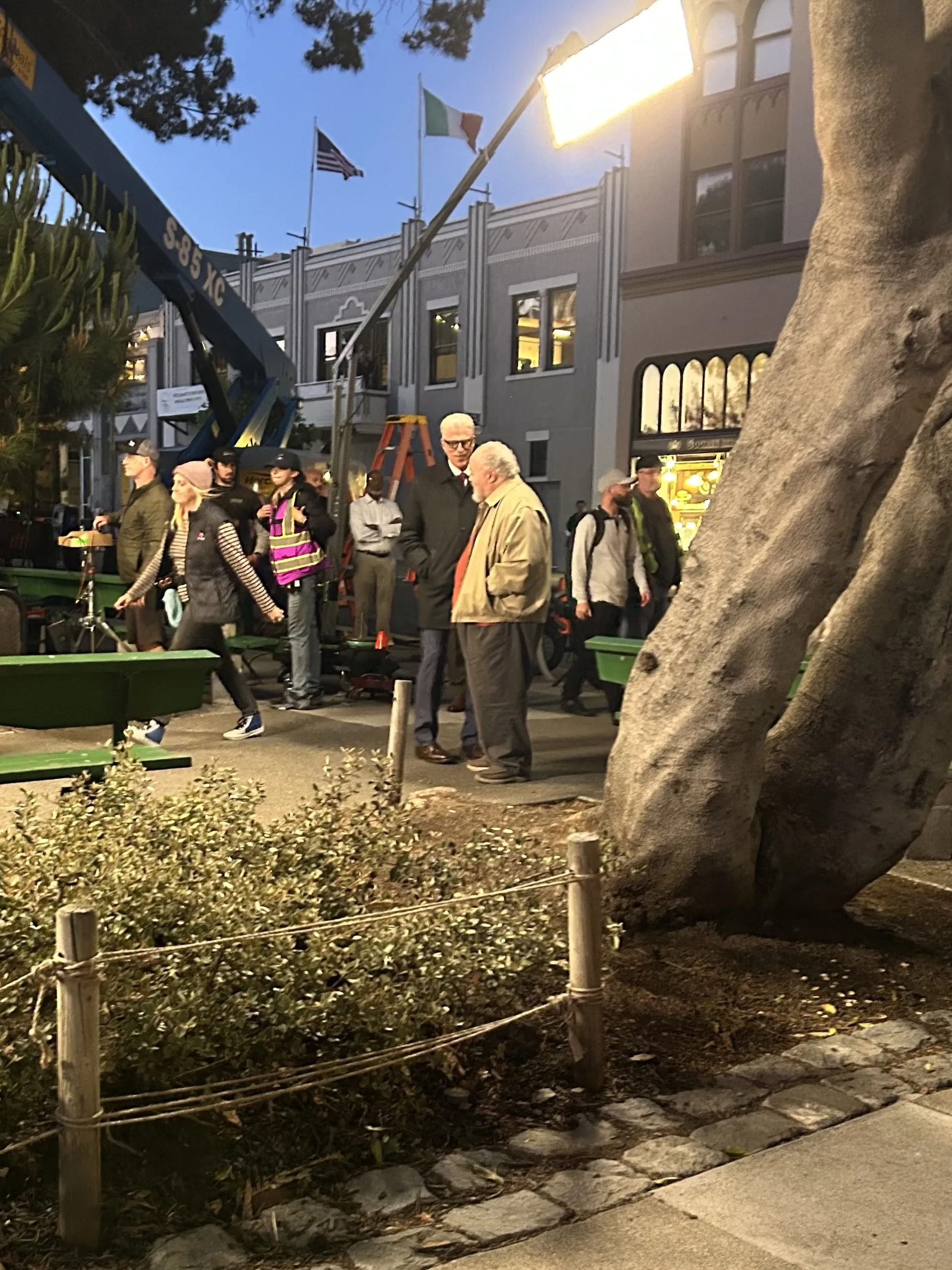 On set with ‘A Man On The Inside’