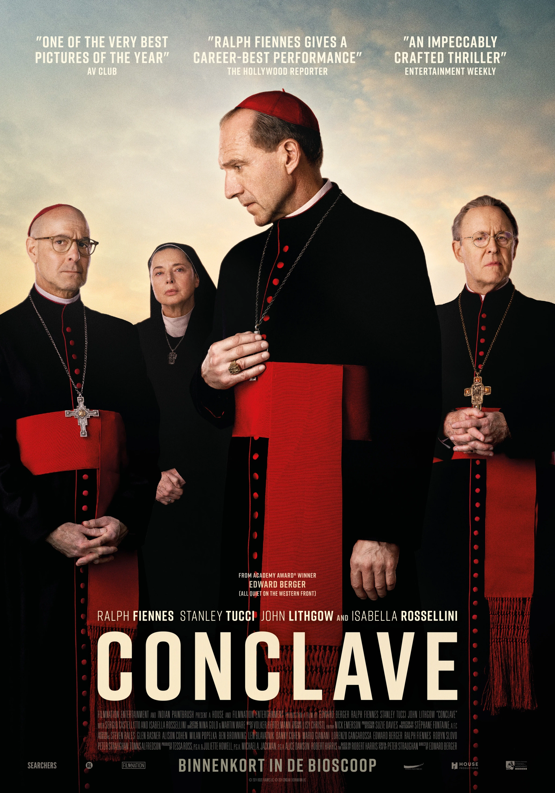 Ralph Fiennes, Isabella Rossellini, John Lithgow, and Stanley Tucci in Conclave (2024)