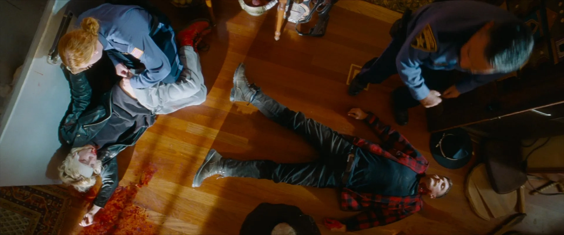 Kyle Gallner, Madisen Beaty, Steven Michael Quezada, and Willa Fitzgerald in Strange Darling (2023)