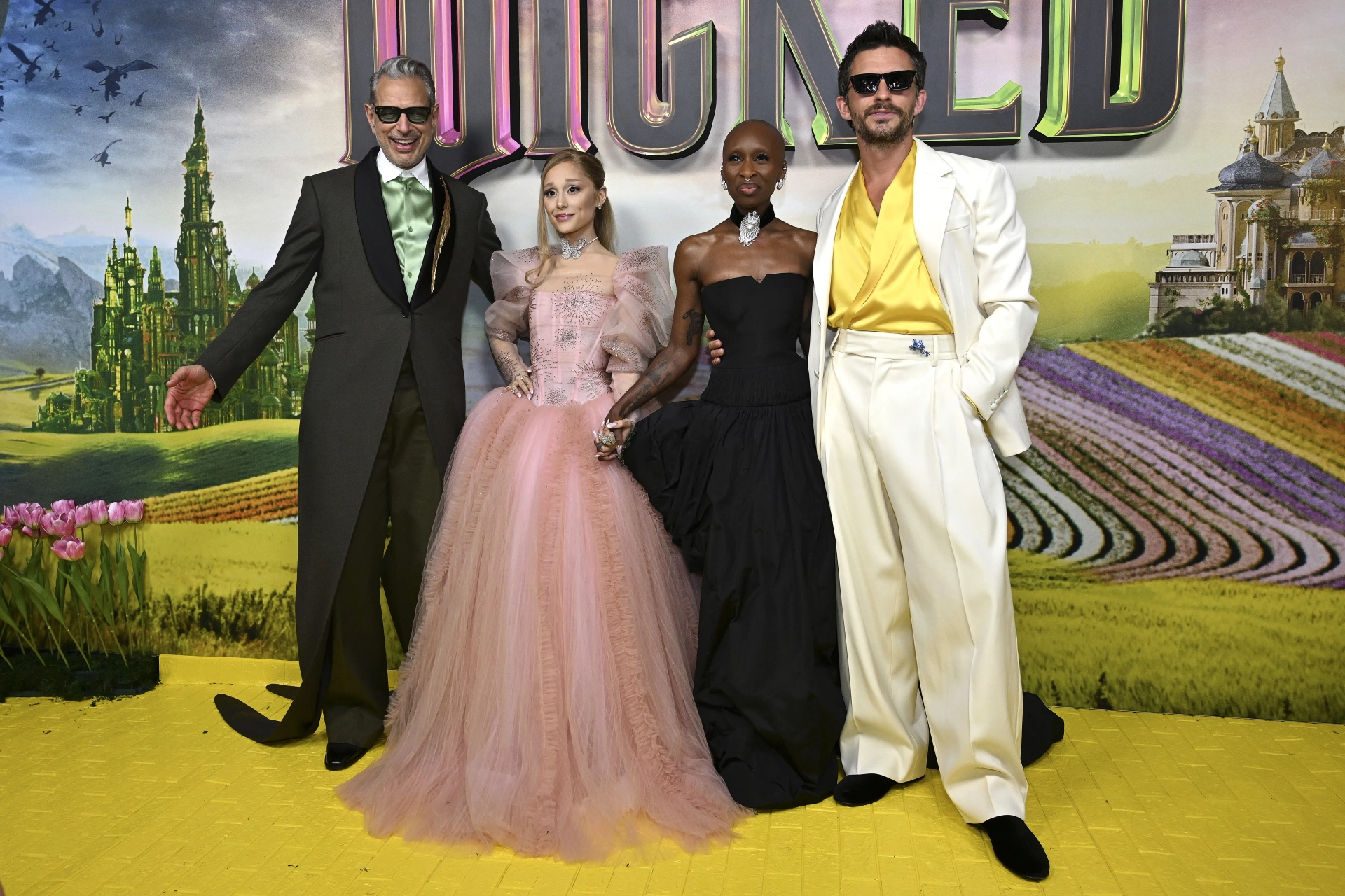 Jeff Goldblum, Jonathan Bailey, Ariana Grande, and Cynthia Erivo at an event for Wicked (2024)