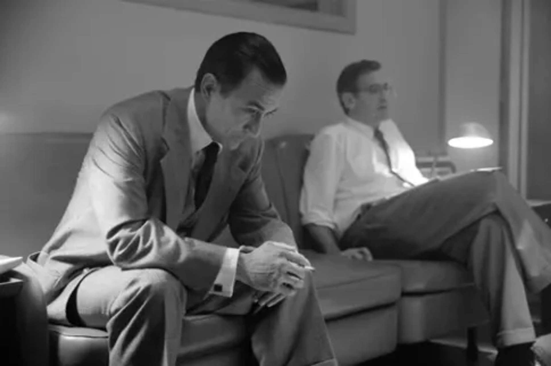 George Clooney and David Strathairn in Good Night, and Good Luck. (2005)