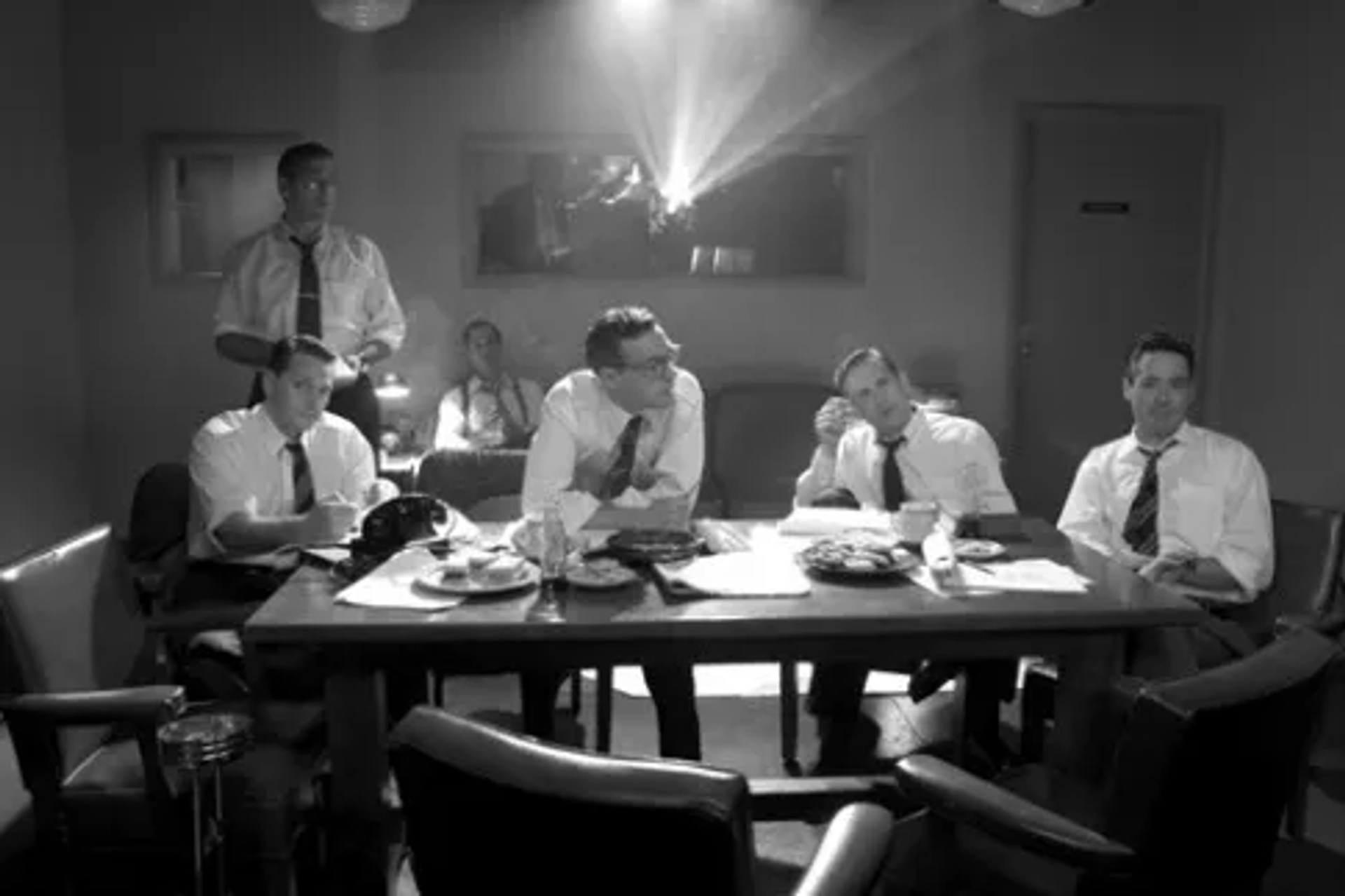 George Clooney, Robert Downey Jr., David Strathairn, and Matt Ross in Good Night, and Good Luck. (2005)