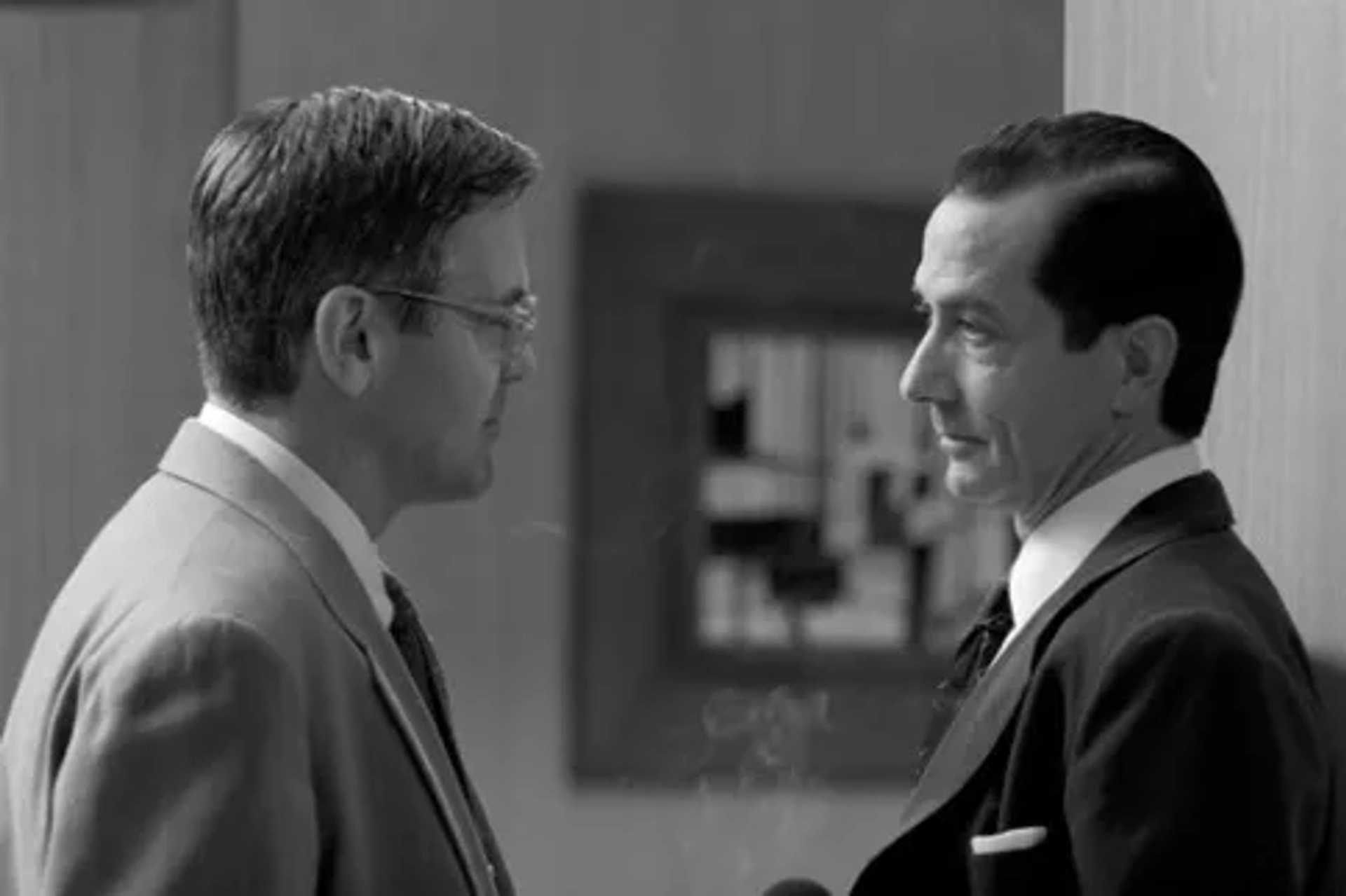 George Clooney and David Strathairn in Good Night, and Good Luck. (2005)