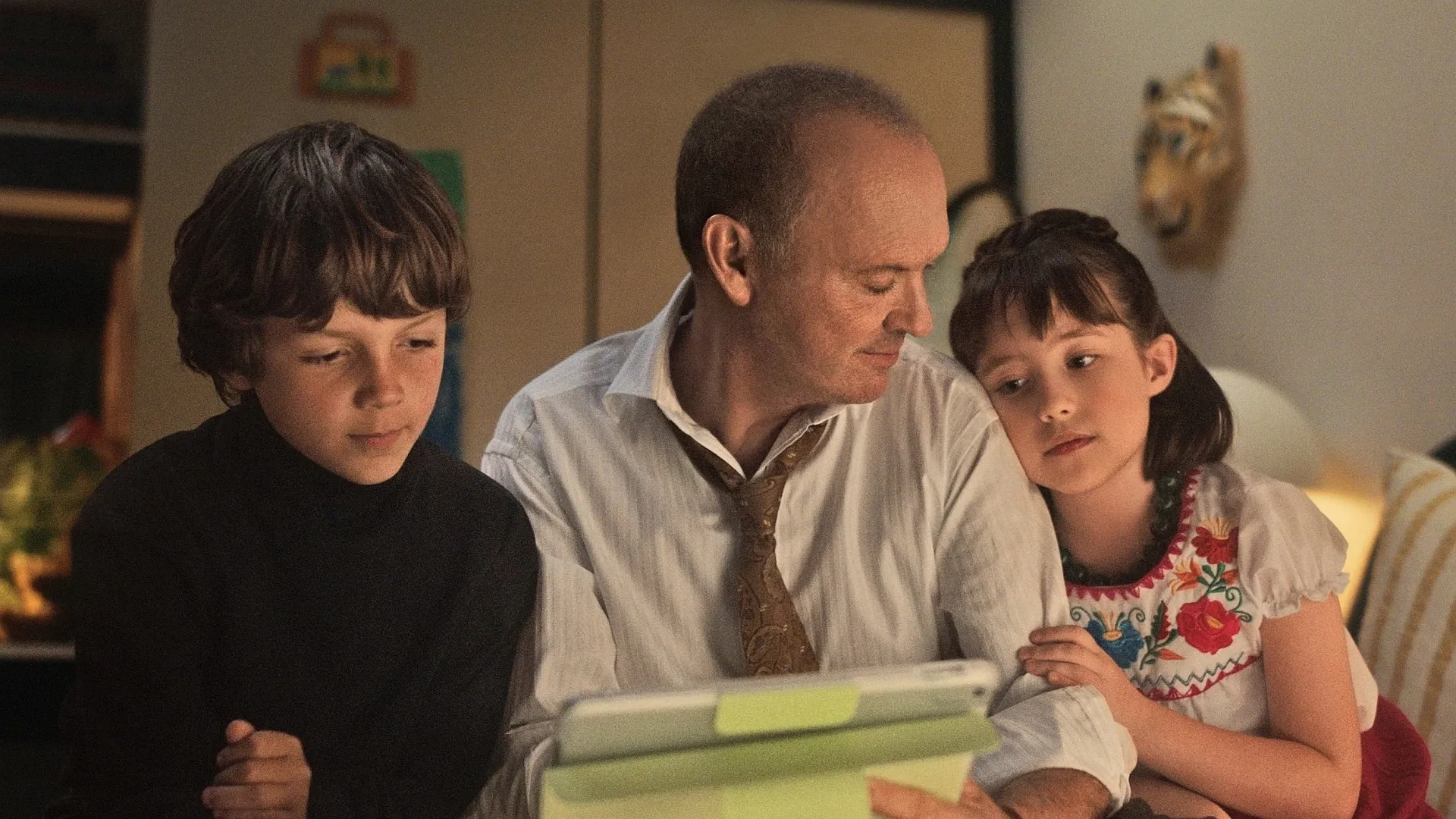 Michael Keaton, Jacob Kopera, and Vivien Lyra Blair in Goodrich (2024)