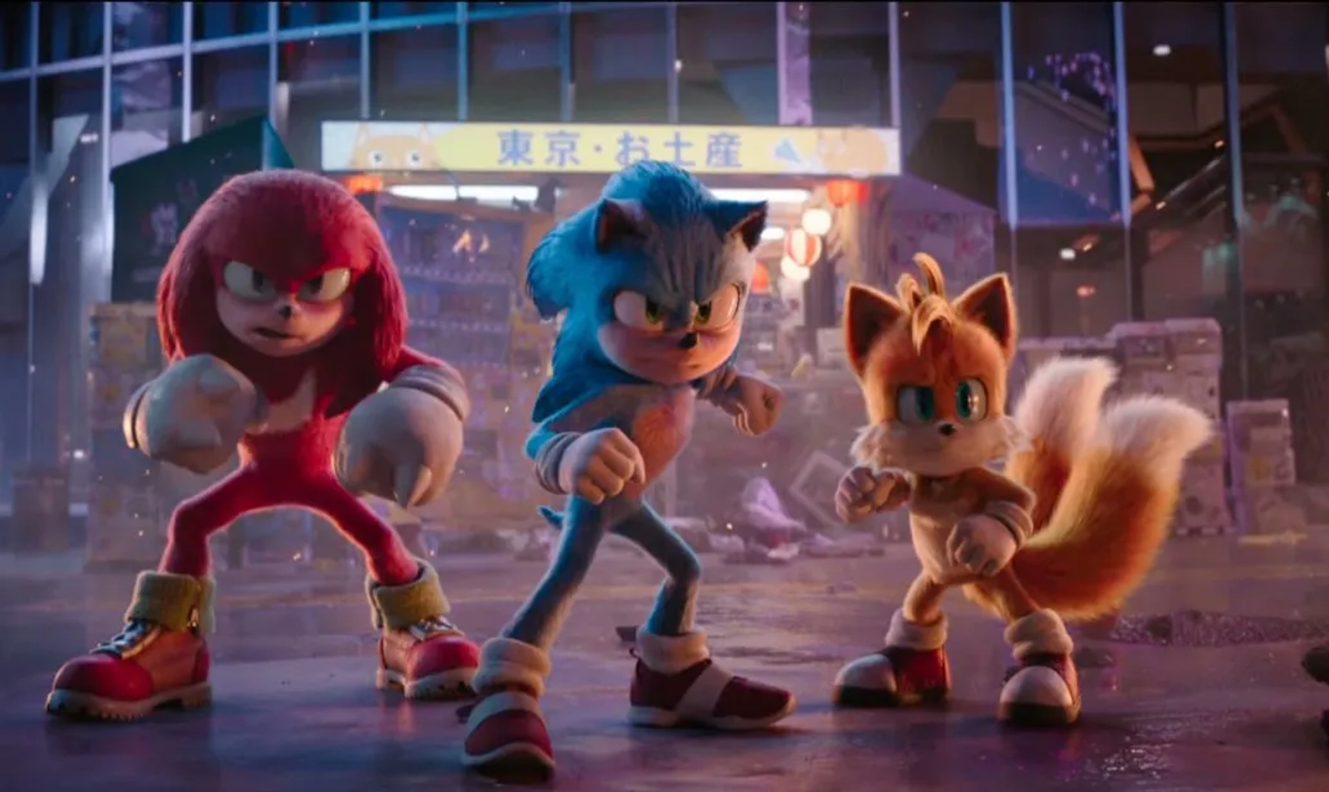 Idris Elba, Colleen O'Shaughnessey, and Ben Schwartz in Sonic the Hedgehog 3 (2024)