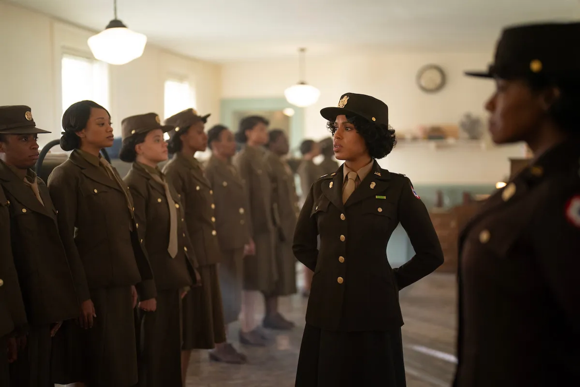 Kerry Washington, Shanita Wilburn, Pepi Sonuga, Sarah Jeffery, and Ebony Obsidian in The Six Triple Eight (2024)