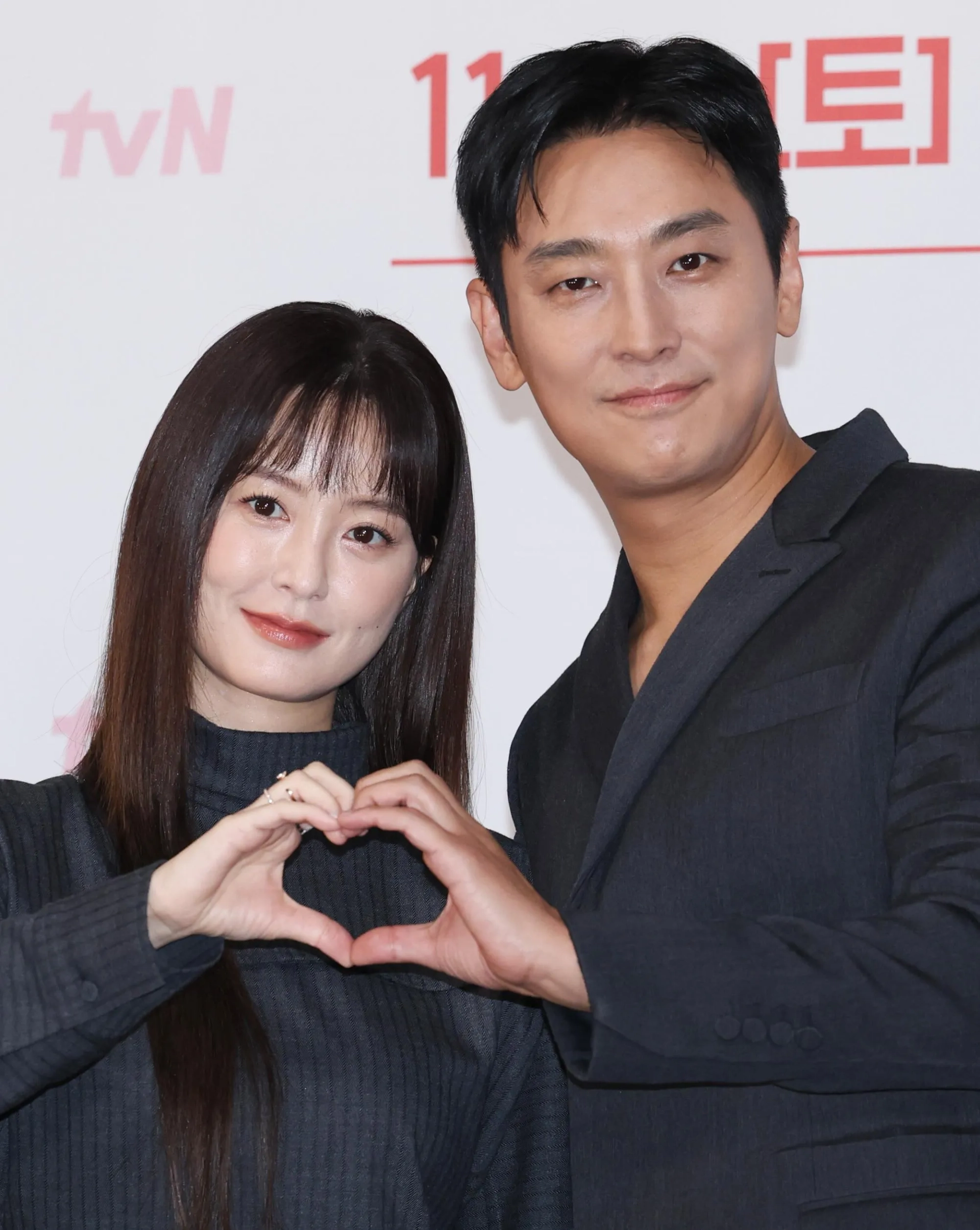 Jung Yu-mi and Ju Ji-hoon at an event for Love Your Enemy (2024)