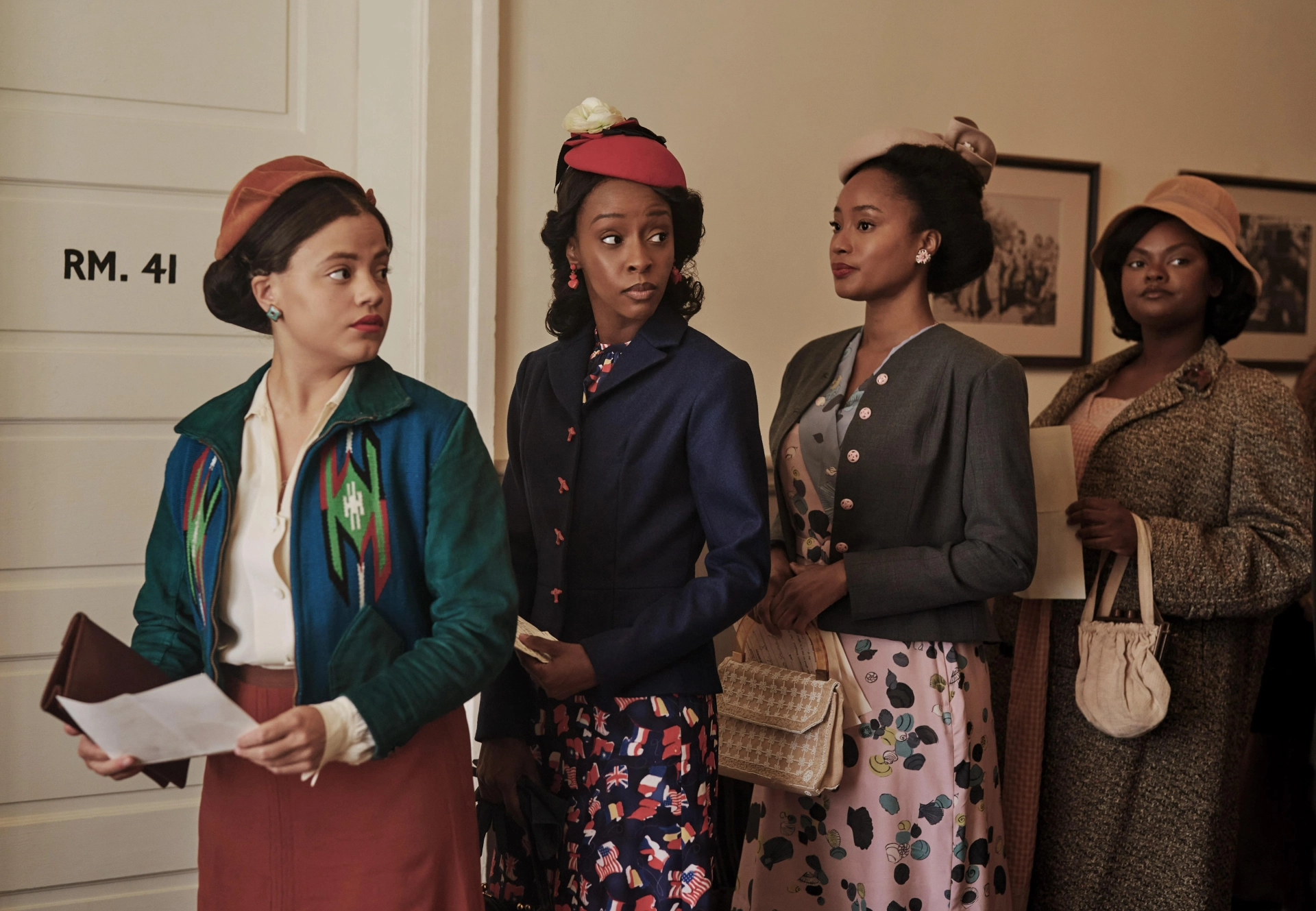 Pepi Sonuga, Sarah Jeffery, Ebony Obsidian, and Shanice Shantay in The Six Triple Eight (2024)