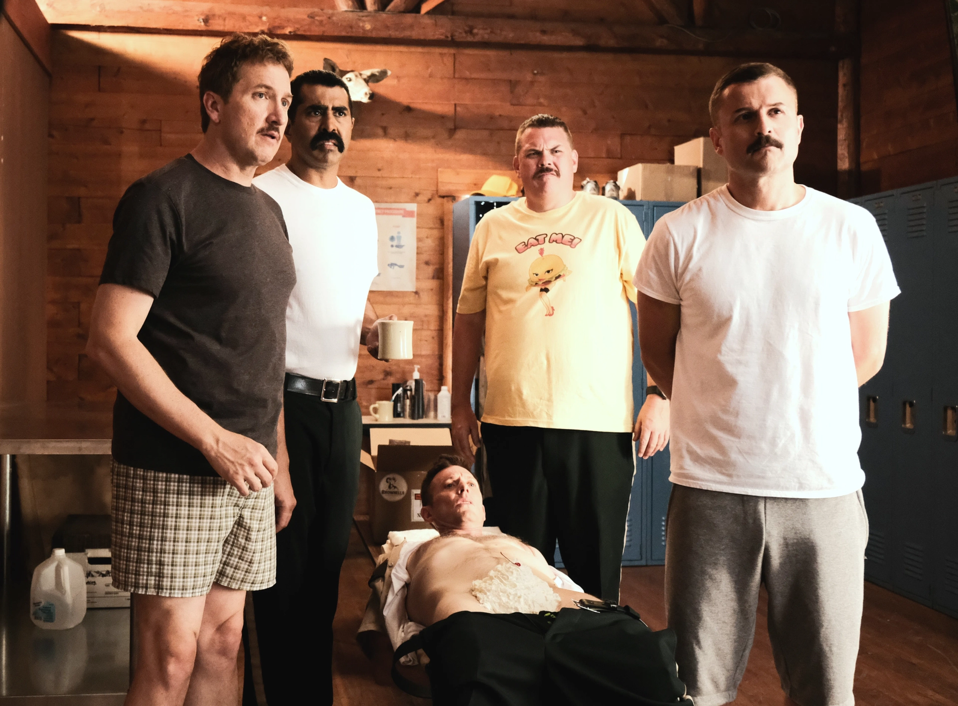 Jay Chandrasekhar, Kevin Heffernan, Steve Lemme, Paul Soter, and Erik Stolhanske in Super Troopers 2 (2018)