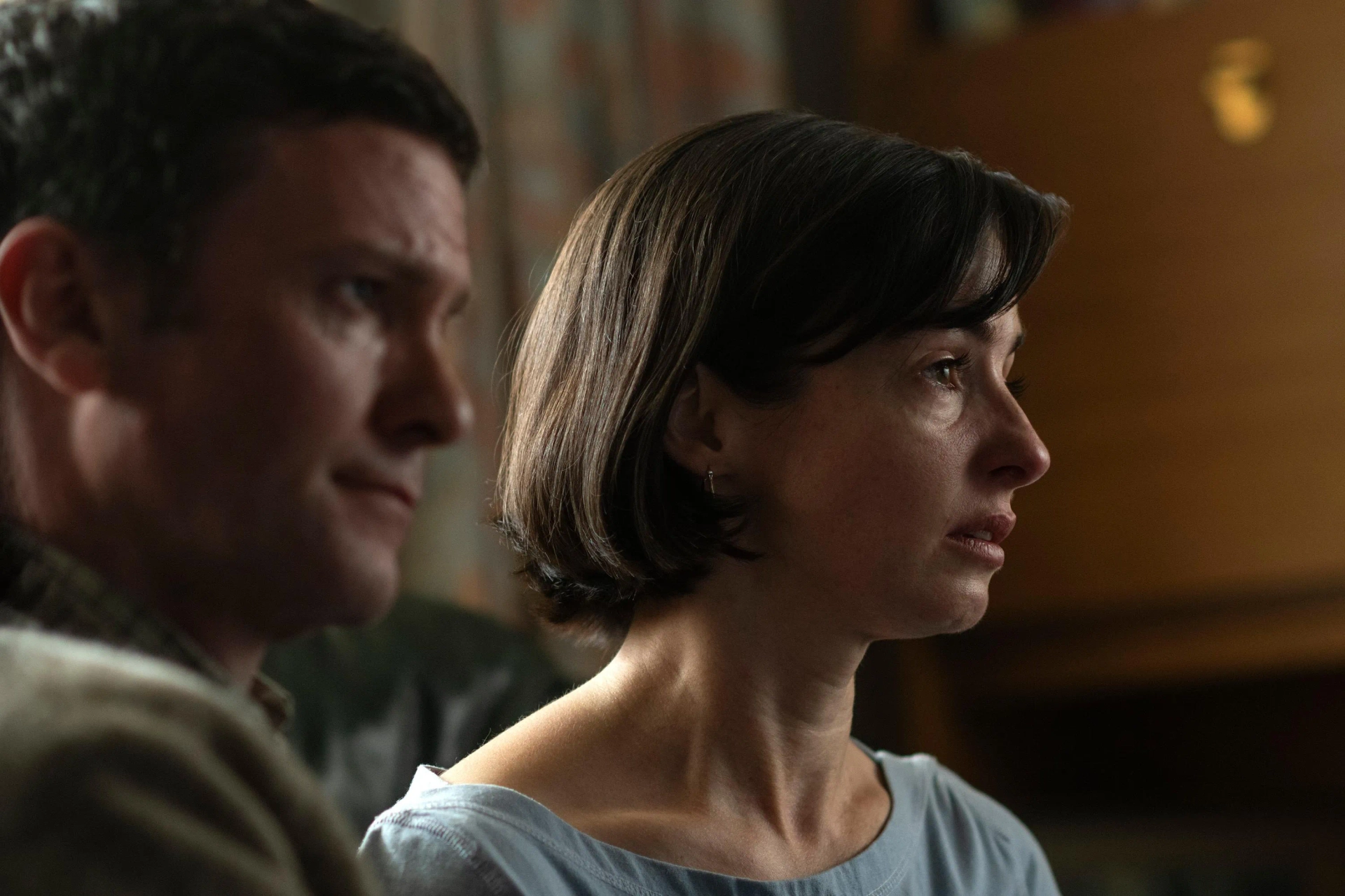 Keith McErlean and Laura Donnelly in Say Nothing (2024)