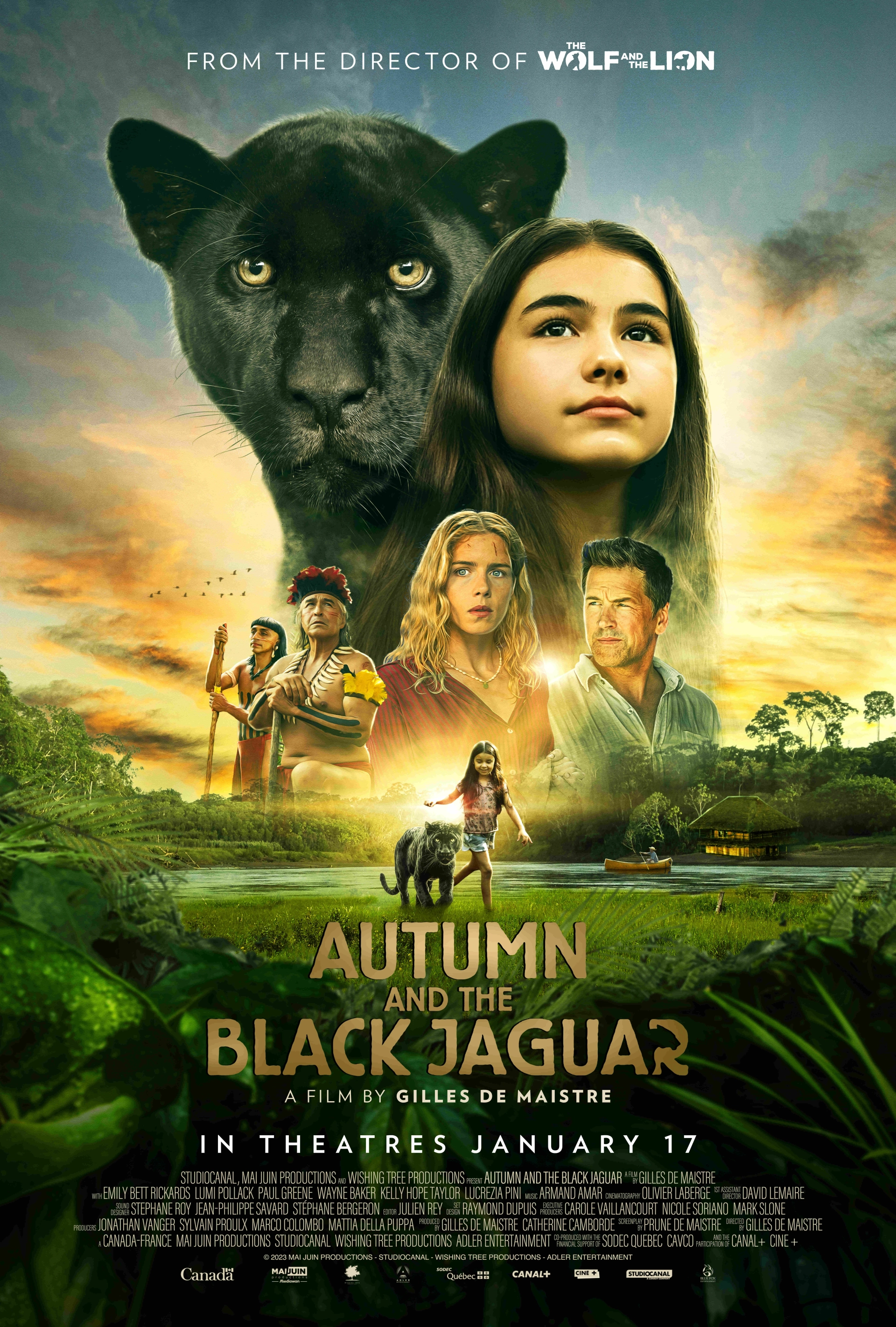 Lumi Pollack, Lucrezia Pini, Kelly Hope Taylor, Wayne Charles Baker, Paul Greene, and Emily Bett Rickards in Autumn and the Black Jaguar (2024)