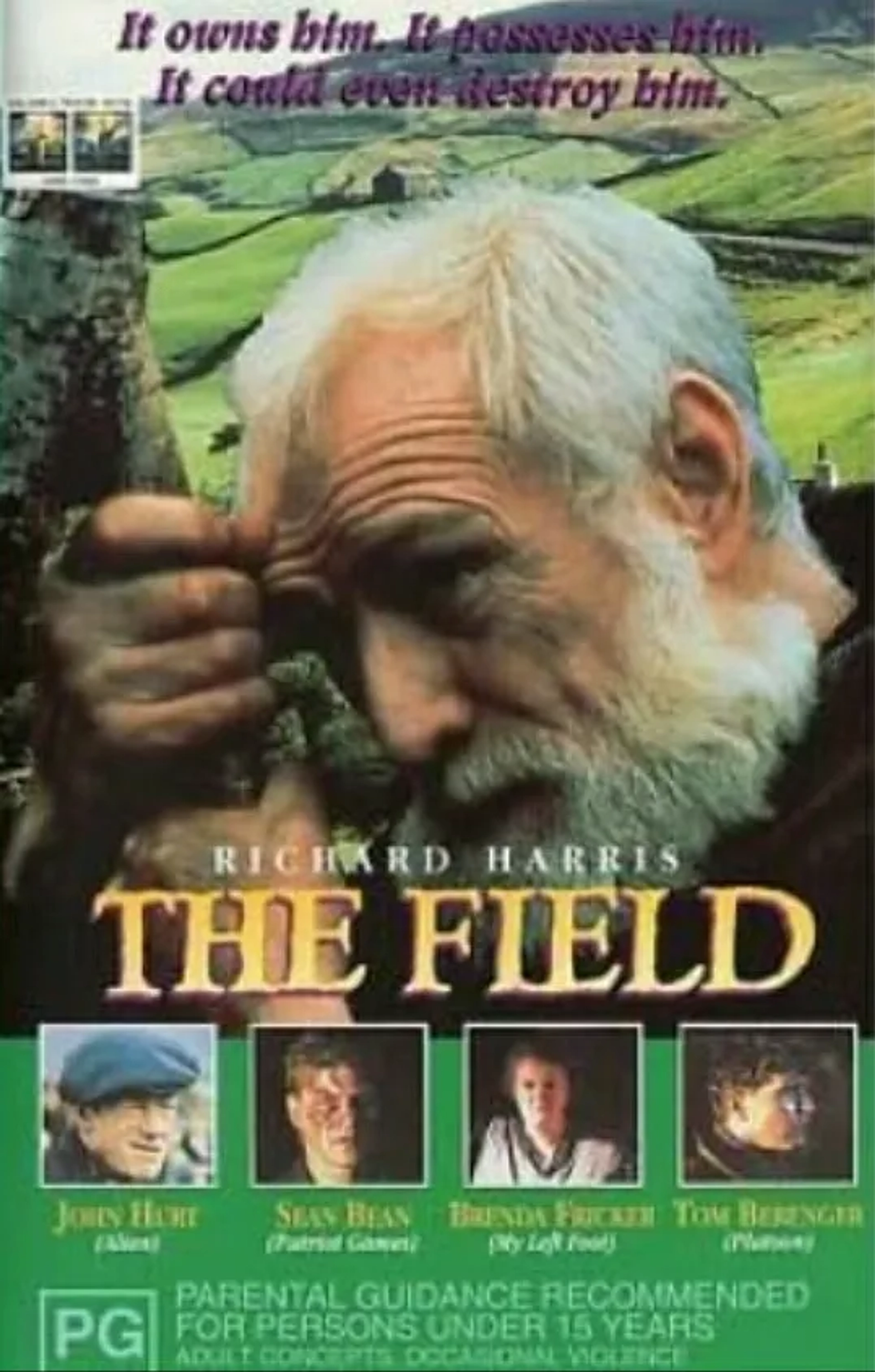 Sean Bean, Tom Berenger, John Hurt, Richard Harris, and Brenda Fricker in The Field (1990)