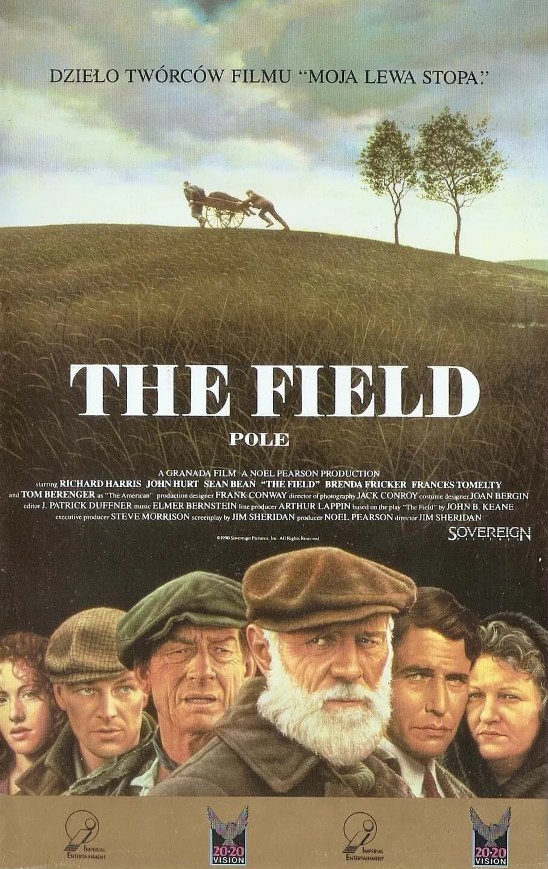 Sean Bean, Tom Berenger, John Hurt, Richard Harris, Brenda Fricker, and Jenny Conroy in The Field (1990)