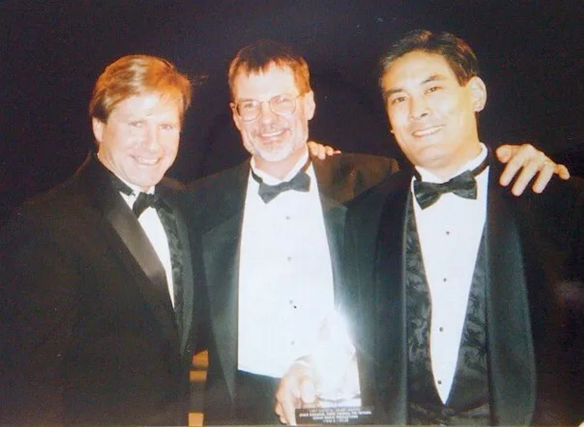 "Visas and Virtue" wins Crystal Heart Award at the Heartland Film Festival - (l-r) producer Chris Donahue, festival director Jeffrey L. Sparks, actor/director Chris Tashima - Nov. 1997