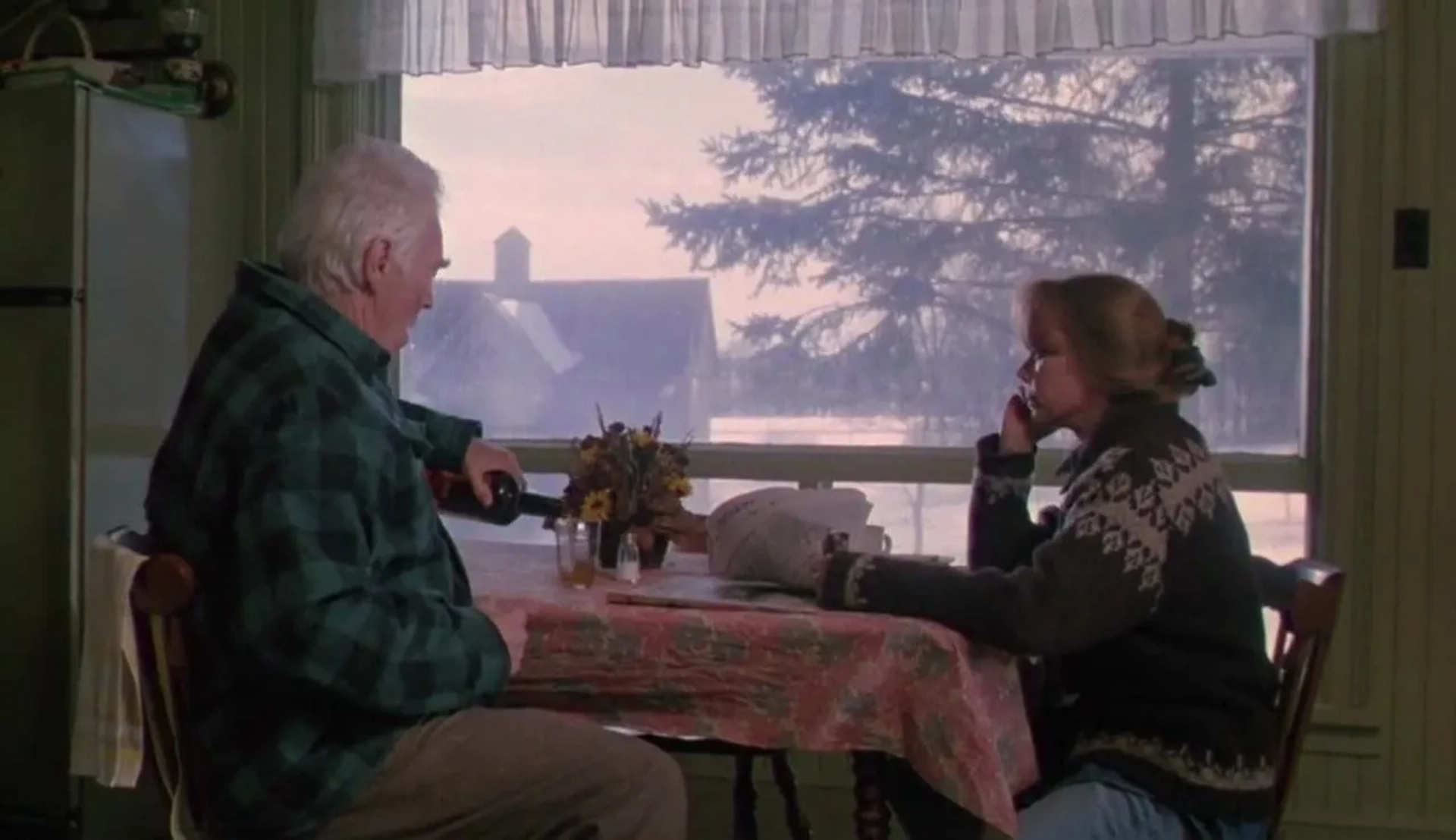 James Coburn and Sissy Spacek in Affliction (1997)