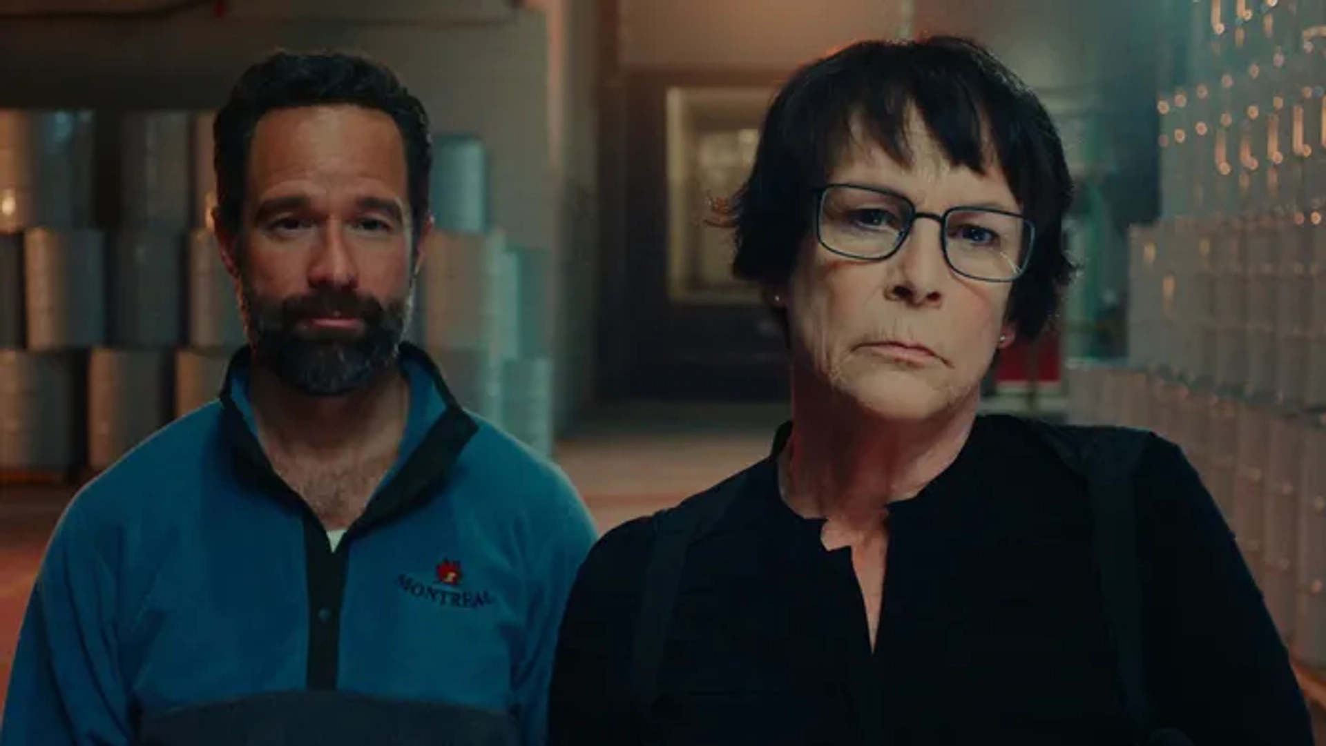 Jamie Lee Curtis and Chris Diamantopoulos in The Sticky (2024)