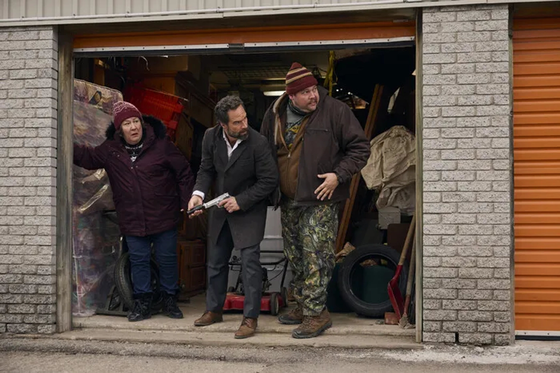 Chris Diamantopoulos, Margo Martindale, and Guillaume Cyr in The Sticky (2024)
