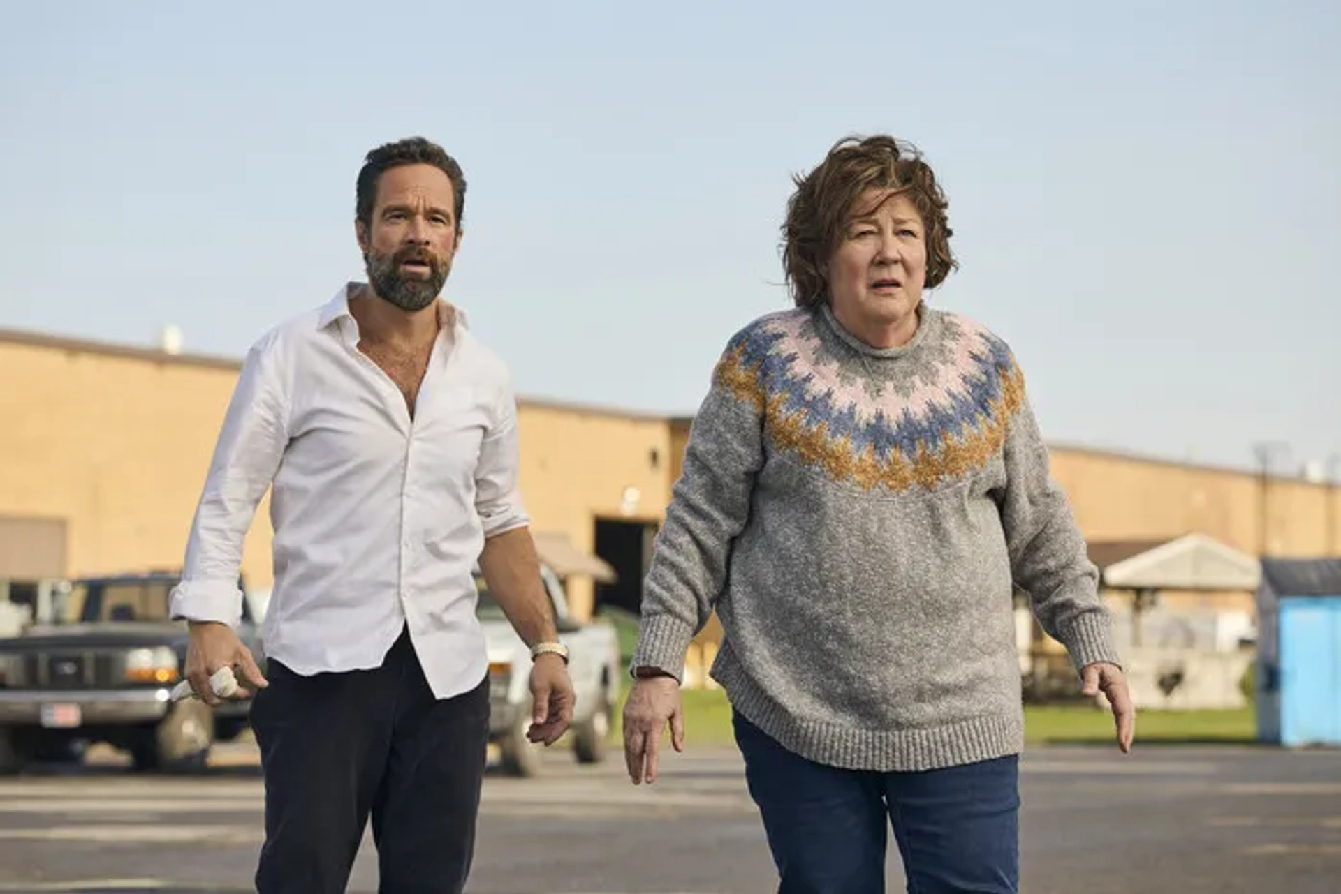 Chris Diamantopoulos and Margo Martindale in The Sticky (2024)
