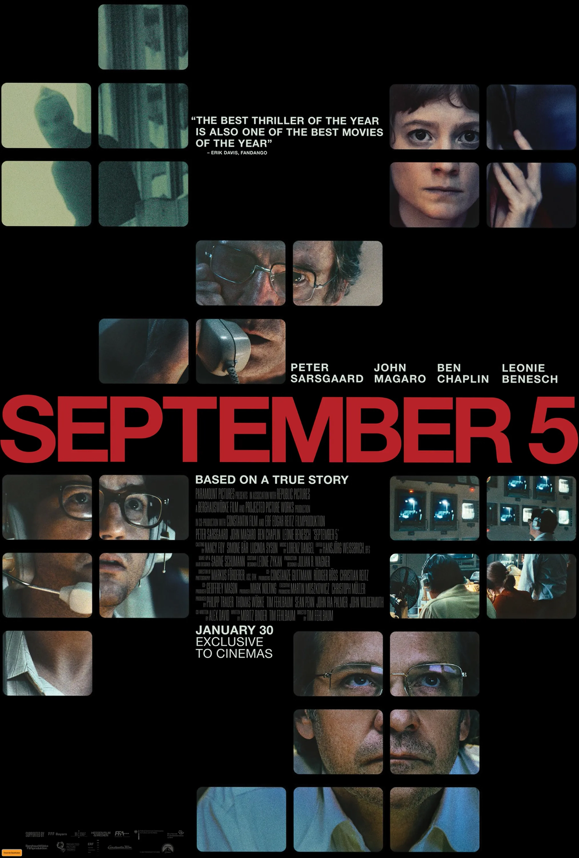 Ben Chaplin, Peter Sarsgaard, John Magaro, and Leonie Benesch in September 5 (2024)