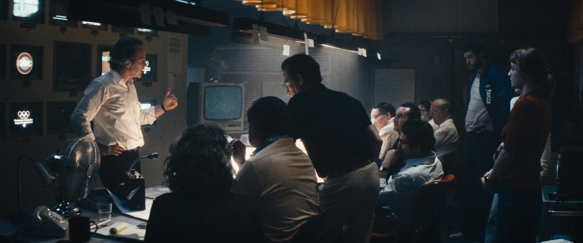 Ben Chaplin, Corey Johnson, Peter Sarsgaard, Zinedine Soualem, Georgina Rich, John Magaro, Leonie Benesch, and Marcus Rutherford in September 5 (2024)