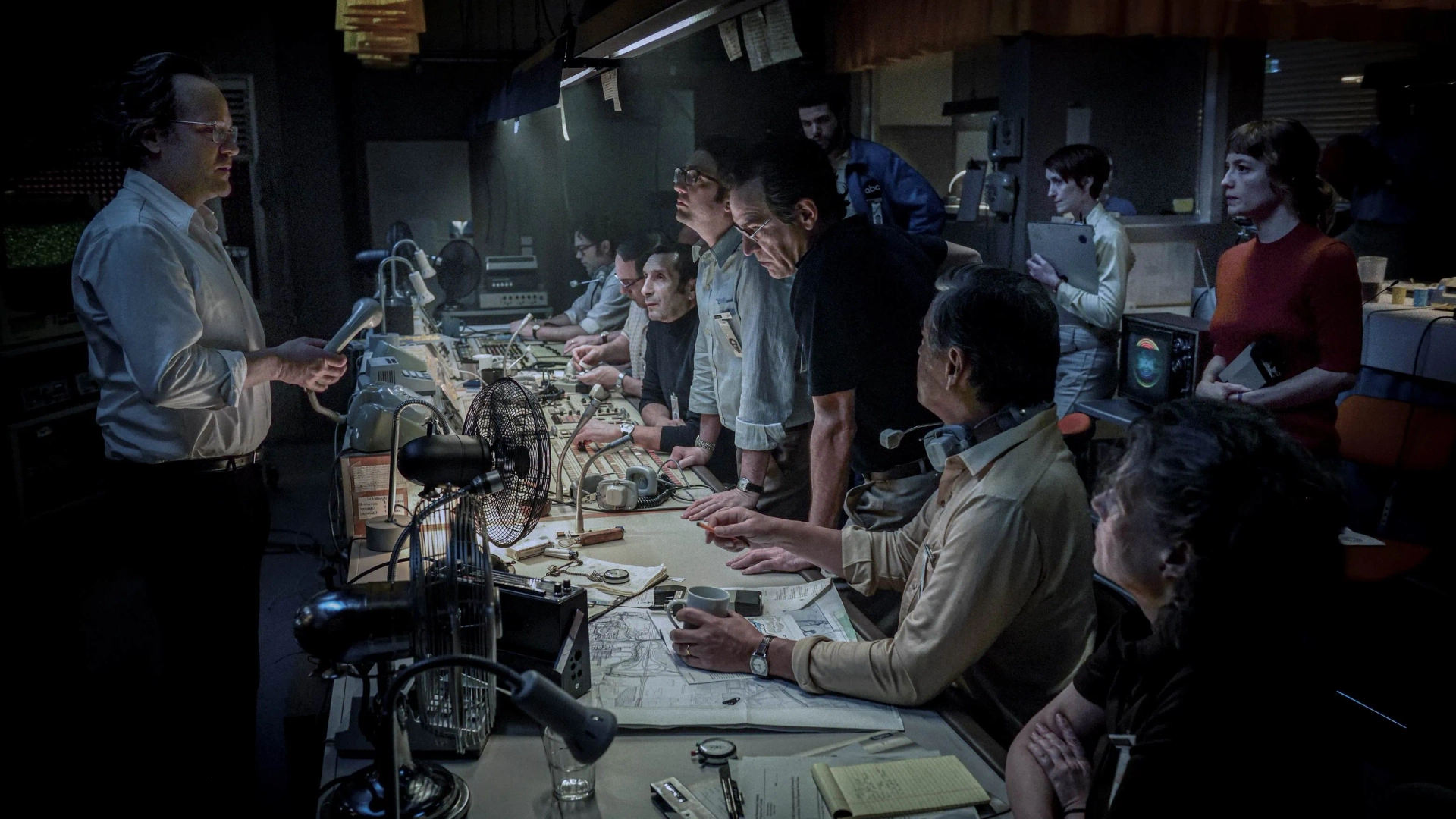 Ben Chaplin, Corey Johnson, Peter Sarsgaard, Zinedine Soualem, Georgina Rich, John Magaro, Leonie Benesch, and Marcus Rutherford in September 5 (2024)