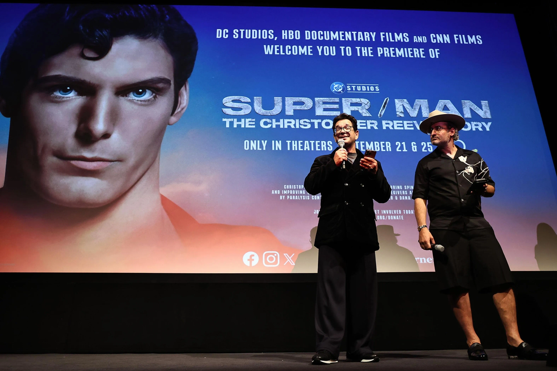 Ian Bonhôte and Peter Ettedgui at an event for Super/Man: The Christopher Reeve Story (2024)