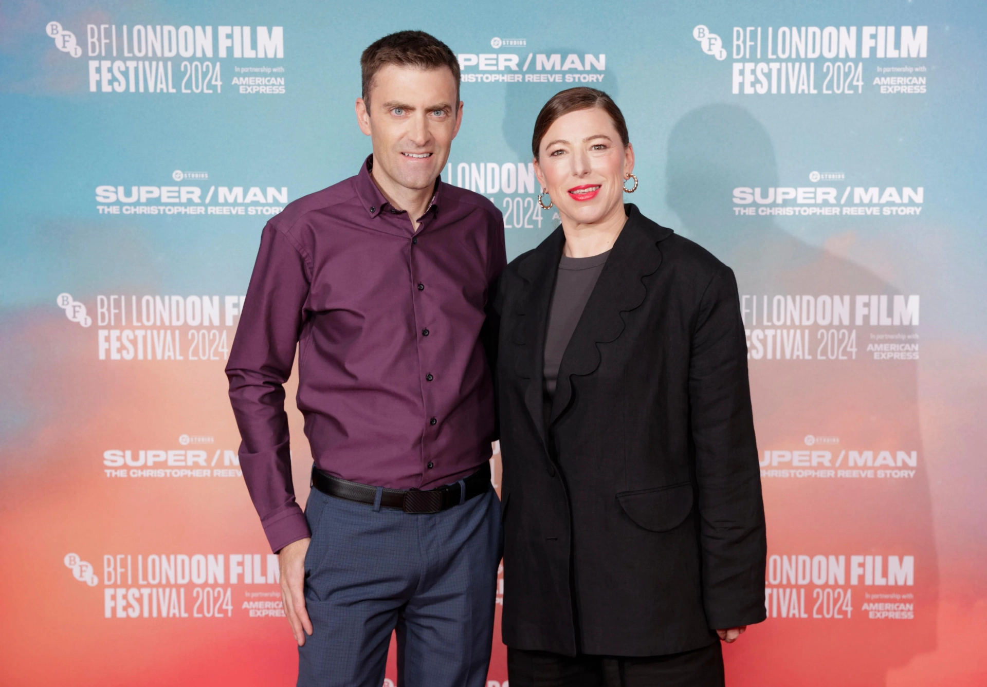 Robert Ford and Lizzie Gillett at an event for Super/Man: The Christopher Reeve Story (2024)