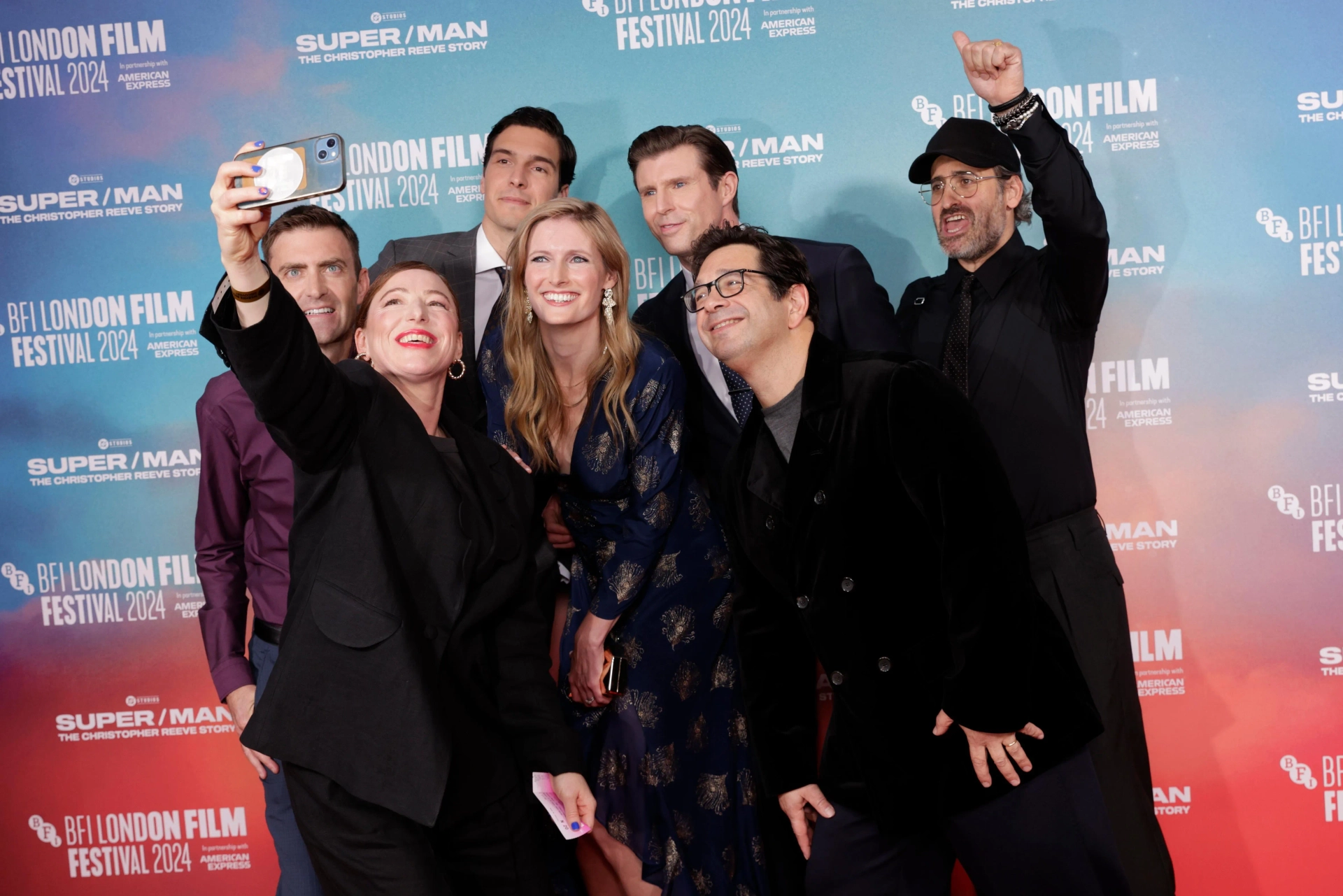 Ian Bonhôte, Peter Ettedgui, Will Reeve, Matthew Reeve, Robert Ford, Alexandra Reeve Givens, and Lizzie Gillett at an event for Super/Man: The Christopher Reeve Story (2024)