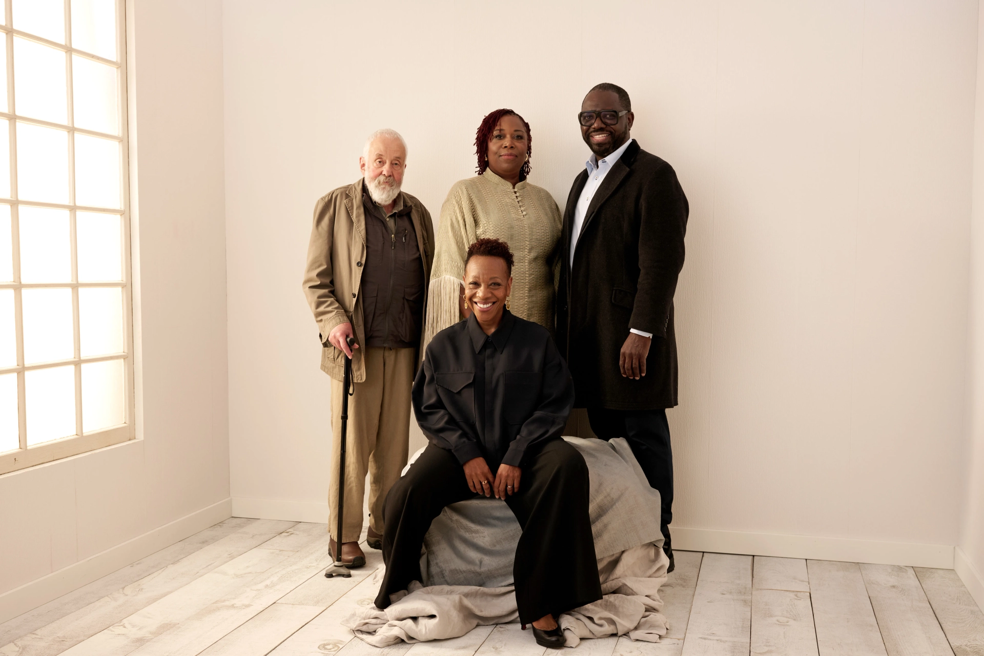 Marianne Jean-Baptiste, Mike Leigh, Michele Austin, and David Webber at an event for Hard Truths (2024)