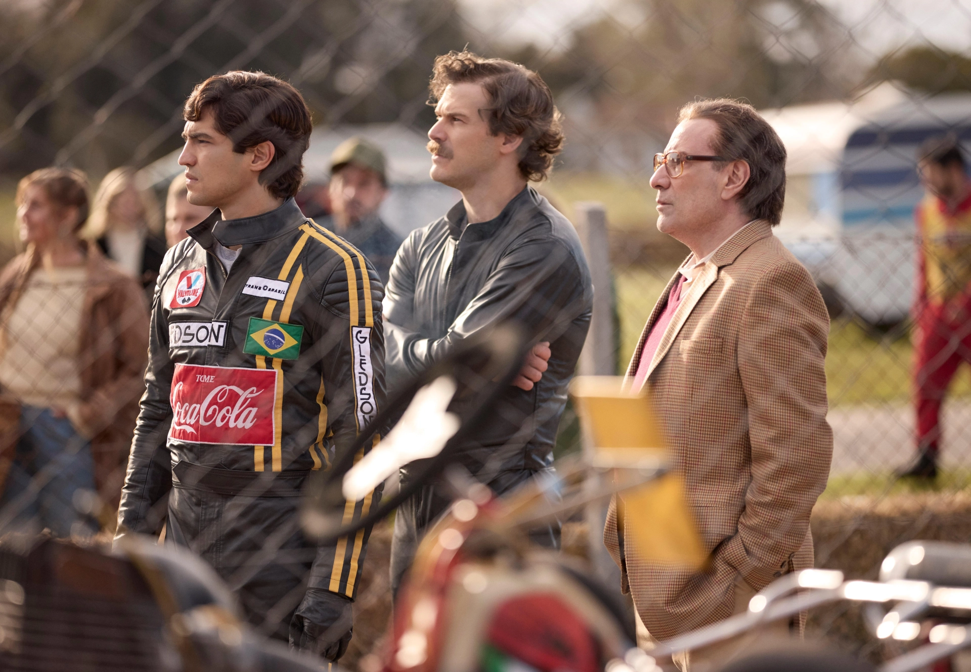 Marco Ricca, Gabriel Leone, and Rob Compton in Senna (2024)